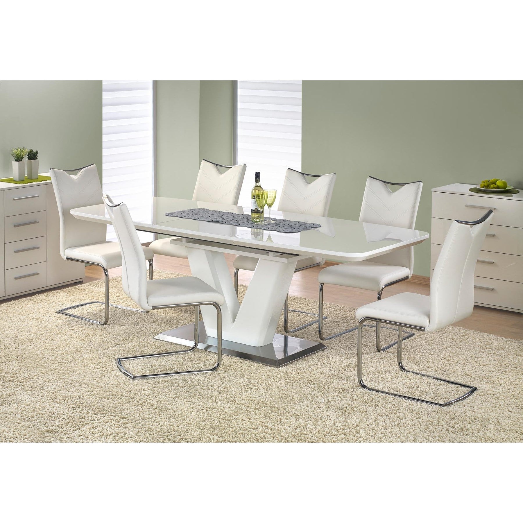 Mese sufragerie albe Mistral, 160/220X90X77 CM