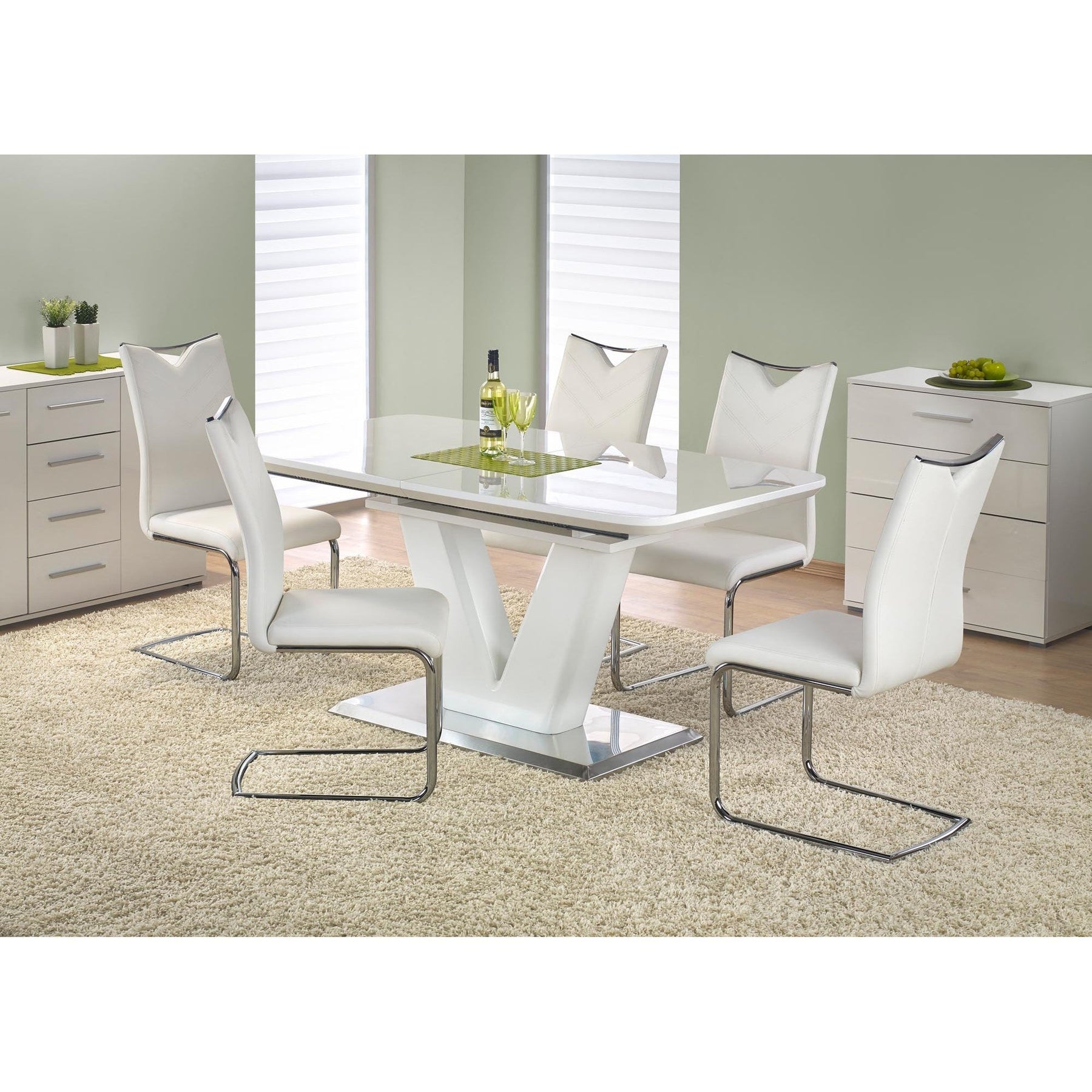 Mese sufragerie albe Mistral, 160/220X90X77 CM