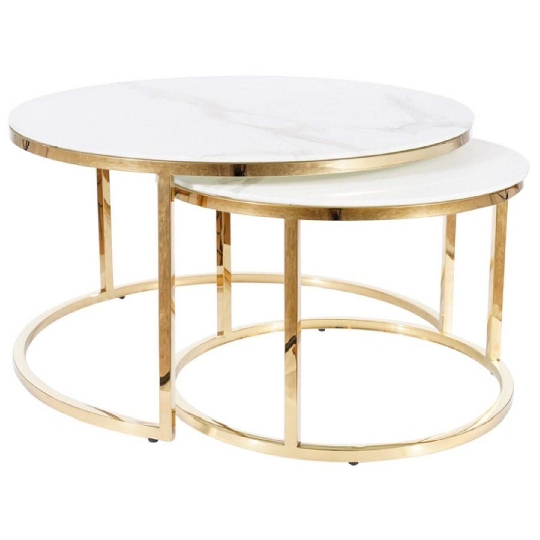 Set masute Muse, efect de marmura/auriu