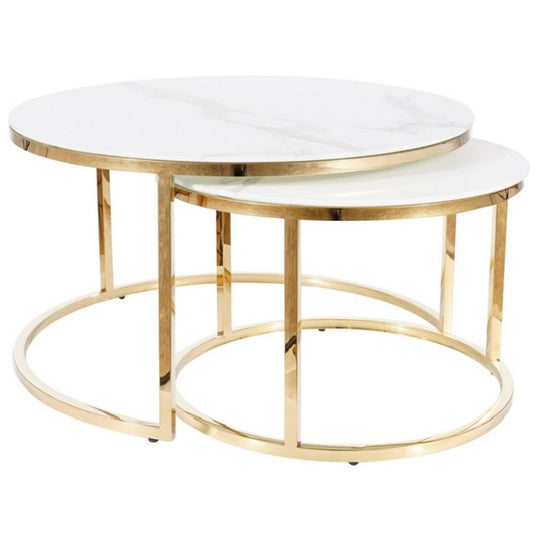 Set masute Muse, efect de marmura/auriu