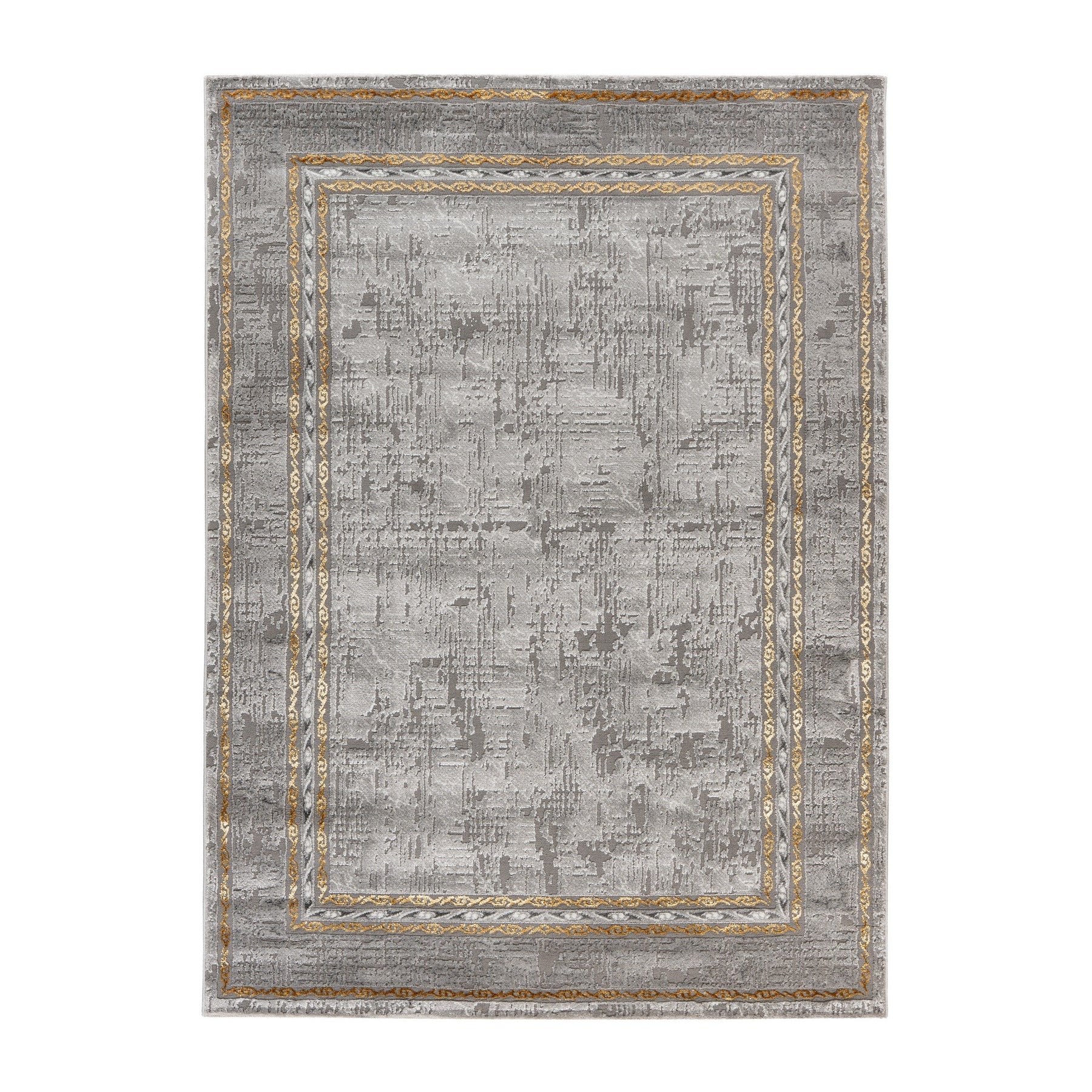 Covor MARMARIS 404, 80x150 cm, forma dreptunghiulara, fibre sintetice, gri/auriu
