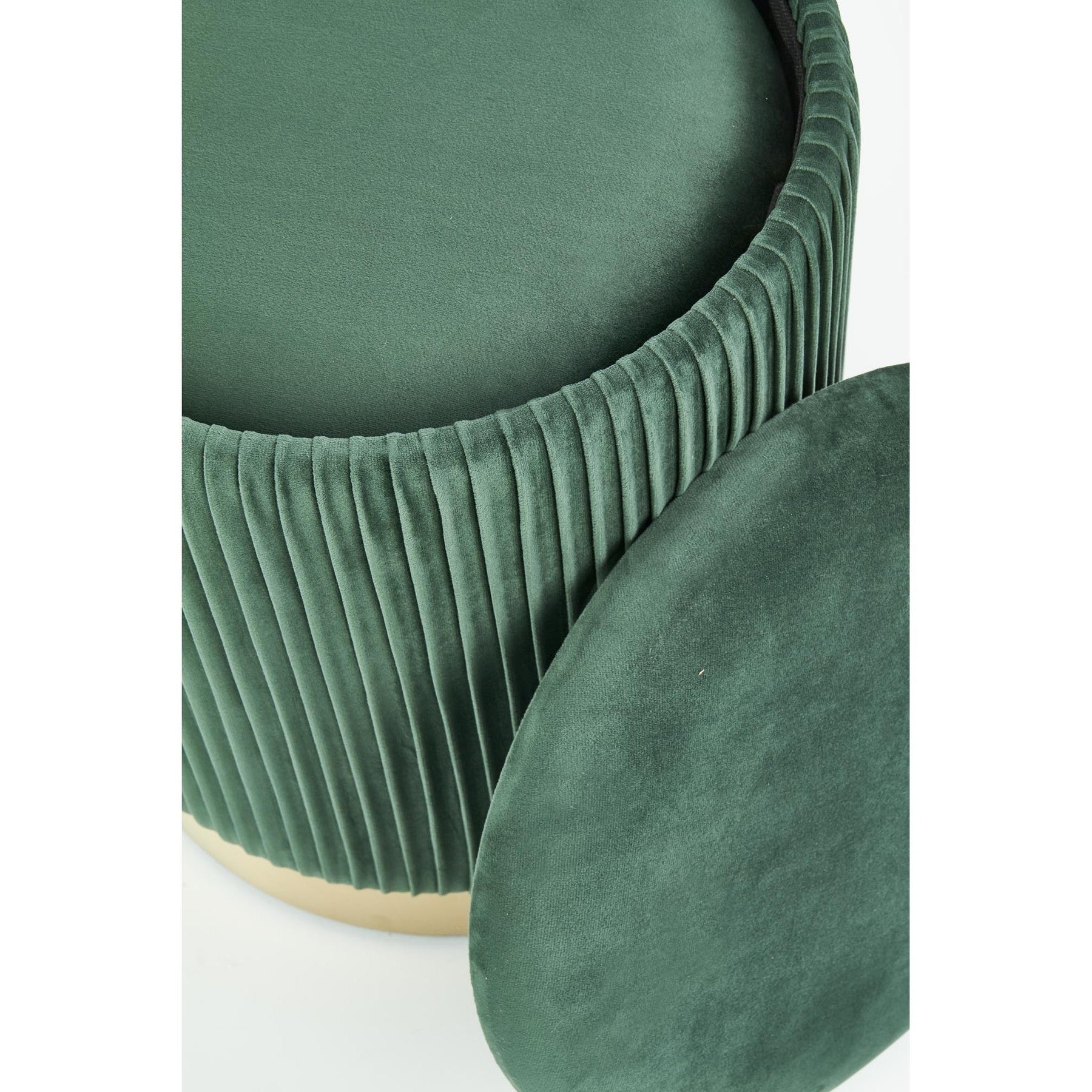 Set 2 tabureti MONTY, stofa catifelata, verde inchis, cu spatiu depozitare