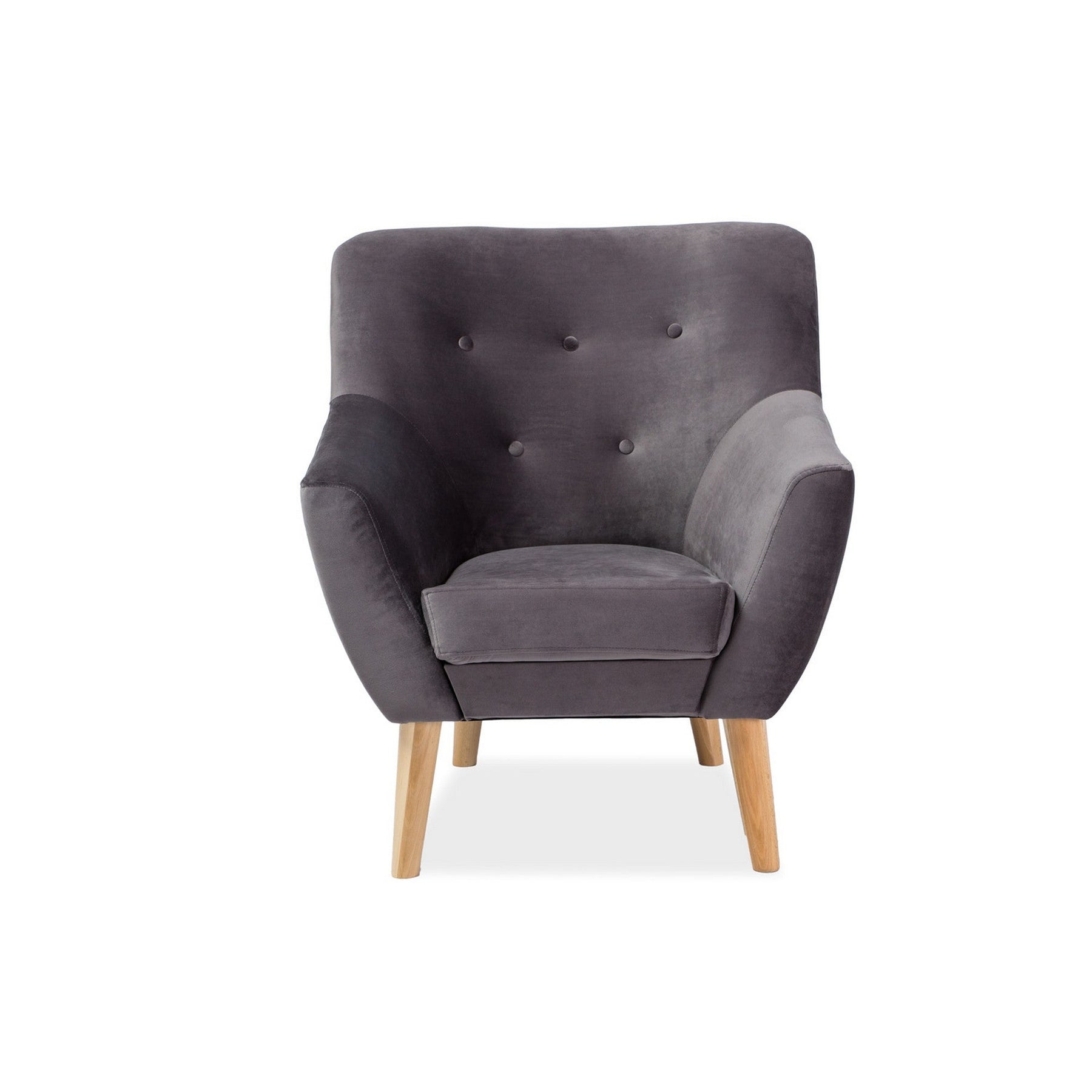 Fotoliu living gri Nordic 1, structura din lemn, 76X55X90