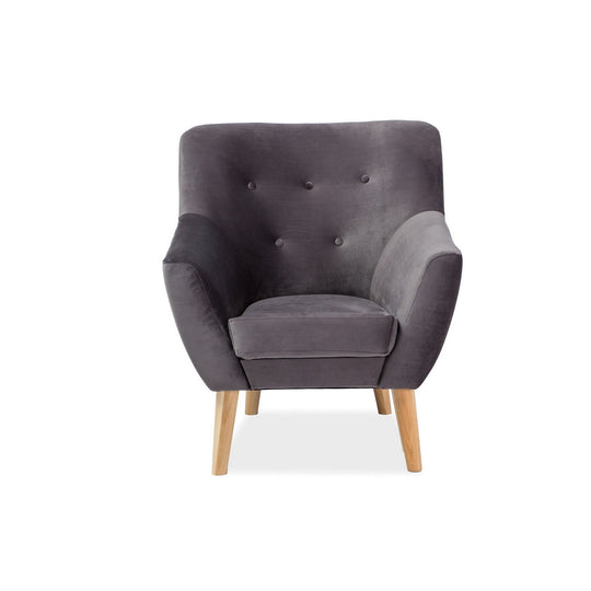 Fotoliu living gri Nordic 1, structura din lemn, 76X55X90