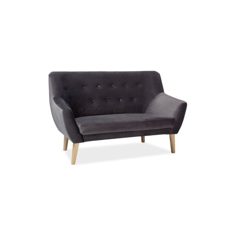 Canapea fixa NORDIC 2 catifea gri, 136x75x90