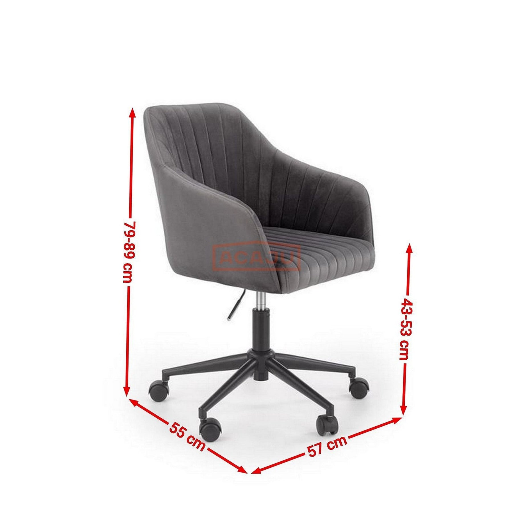 Scaun birou Fresco, gri, 57x55x79/89 cm