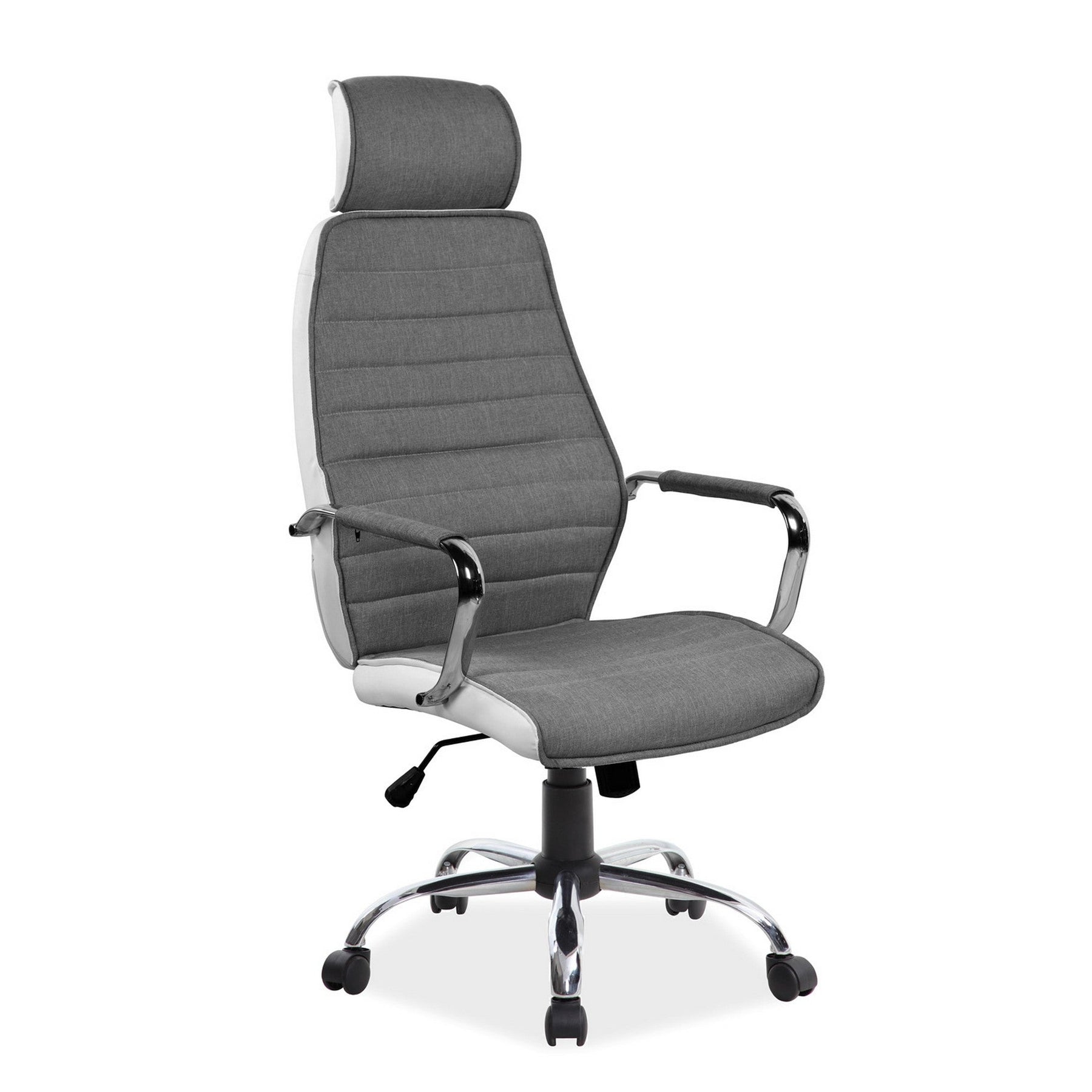 Scaun ergonomic cu tetiera Q-035, gri/alb, 59X52X121/131