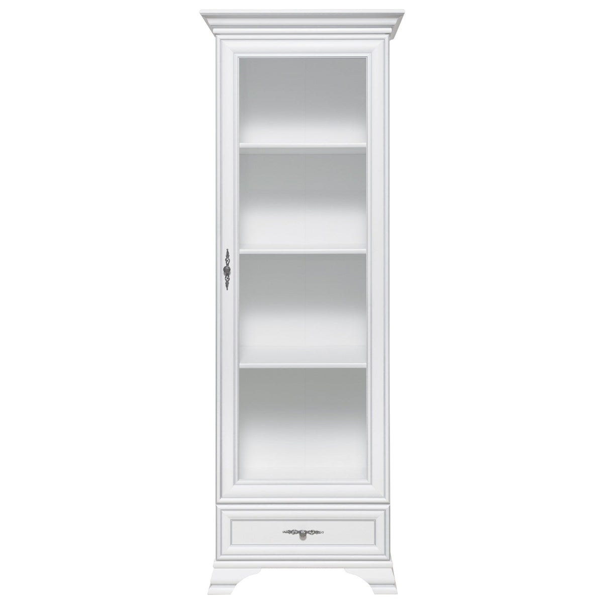 Vitrina pentru living IDENTO, alb, PAL/sticla, 70x43x210 cm