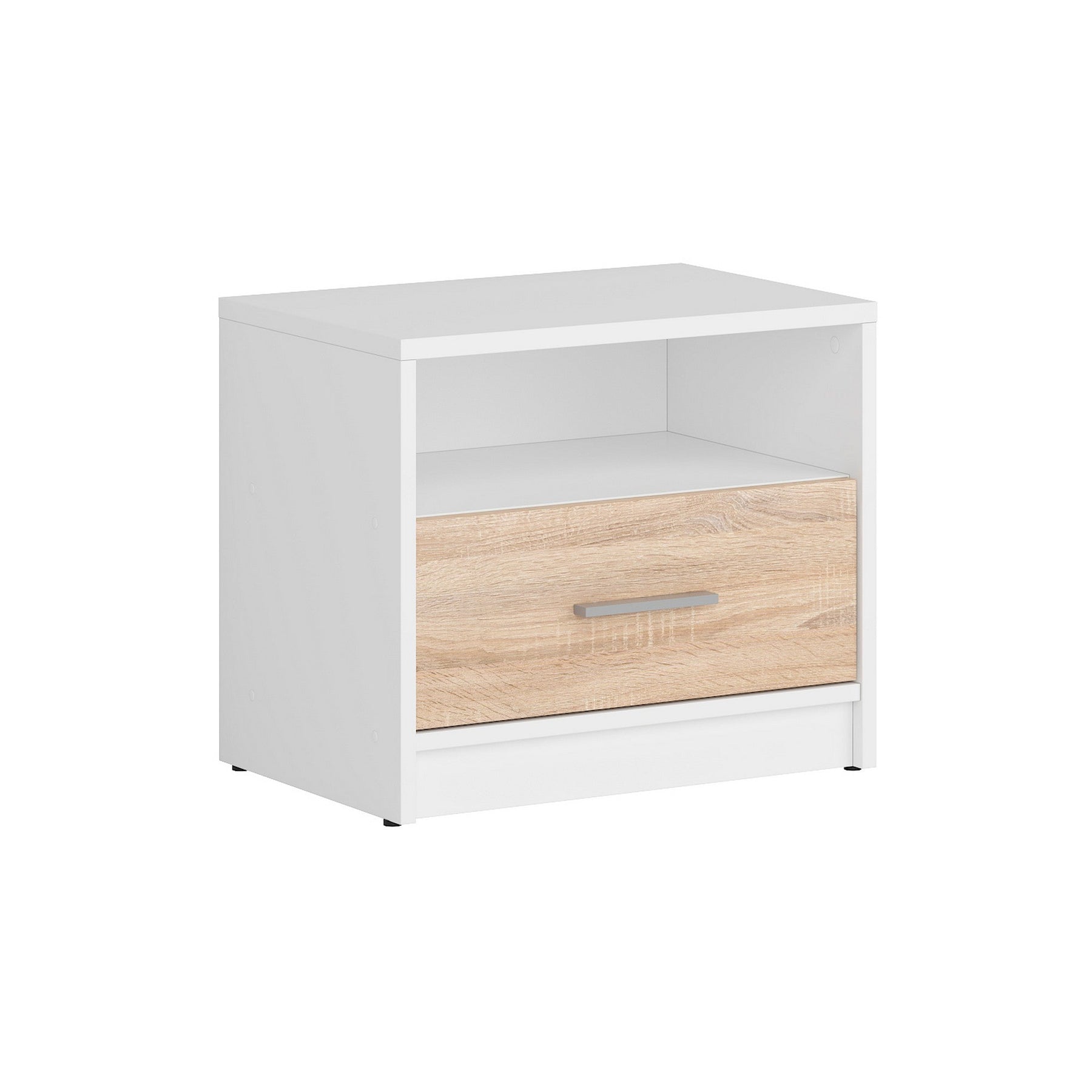 Noptiera un sertar Nepo Plus, alb/sonoma 49.5X34X42.5 cm.