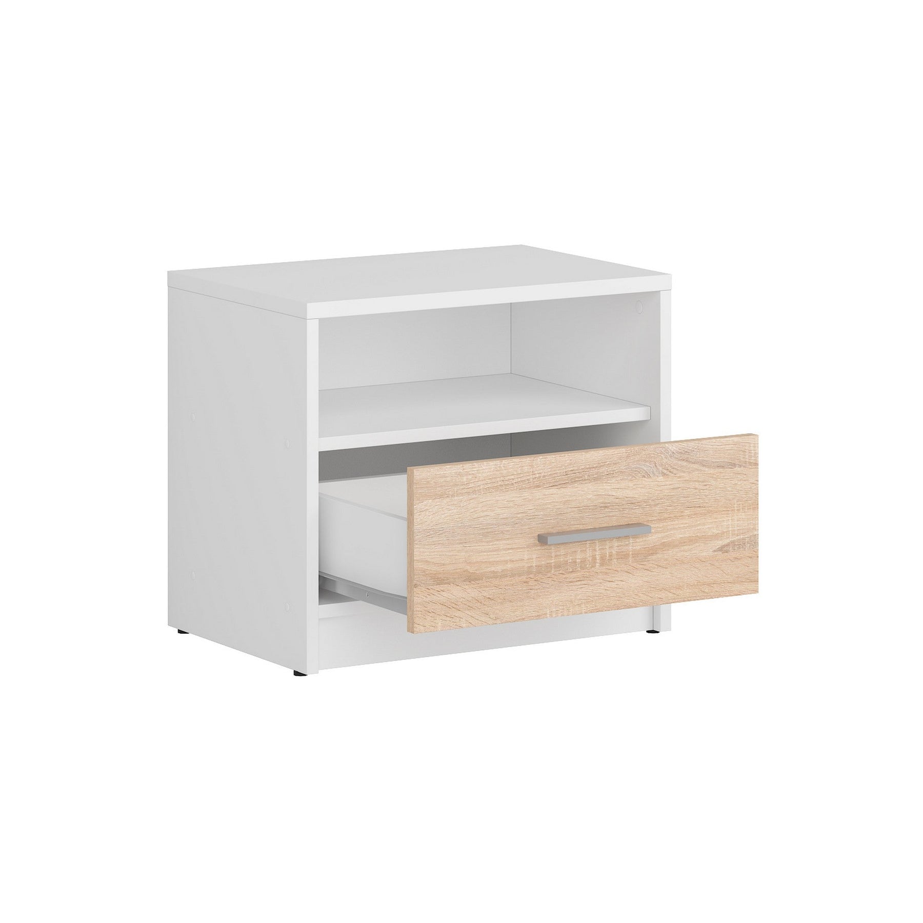 Noptiera un sertar Nepo Plus, alb/sonoma 49.5X34X42.5 cm.