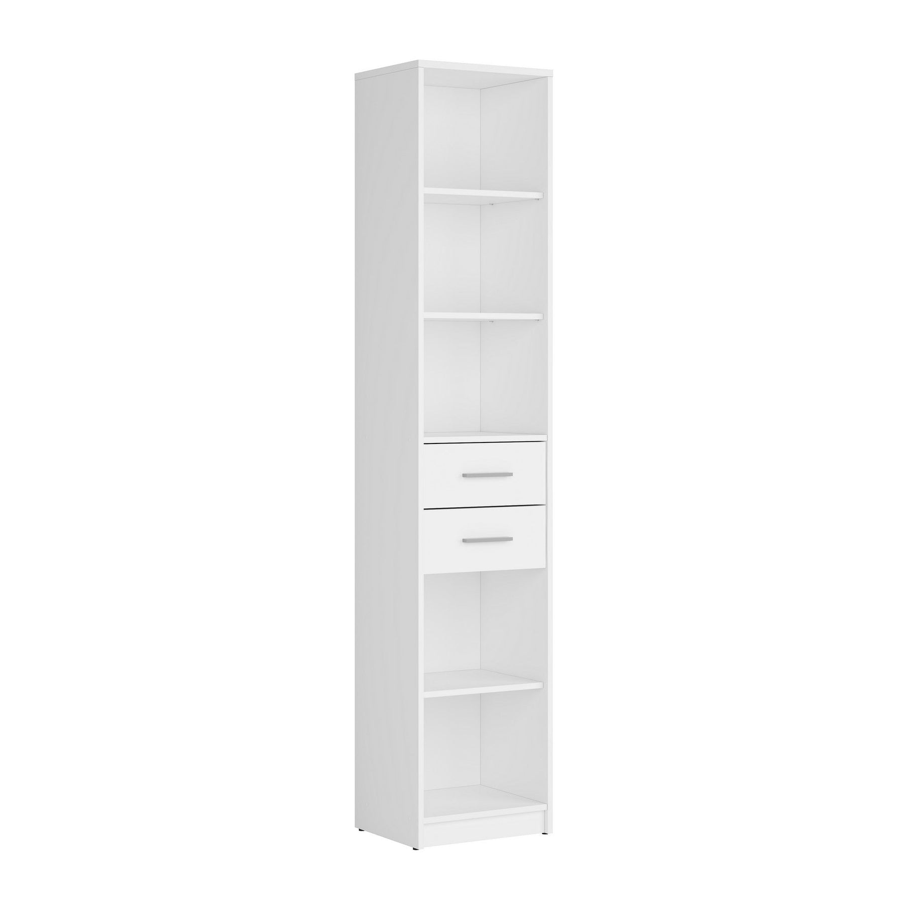 Biblioteca Nepo plus, PAL, alb cu 2 sertare, 40x34x197 cm