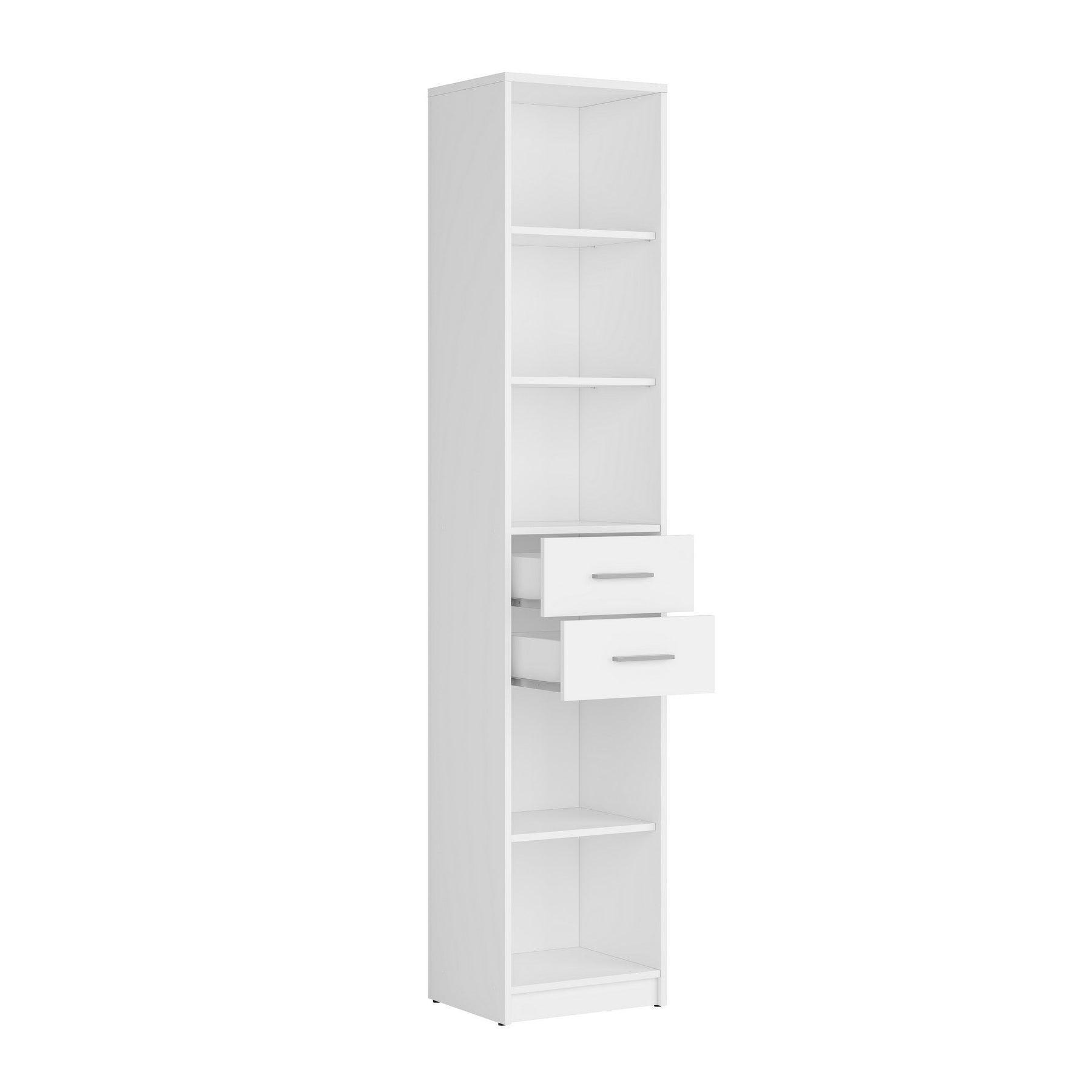 Biblioteca Nepo plus, PAL, alb cu 2 sertare, 40x34x197 cm
