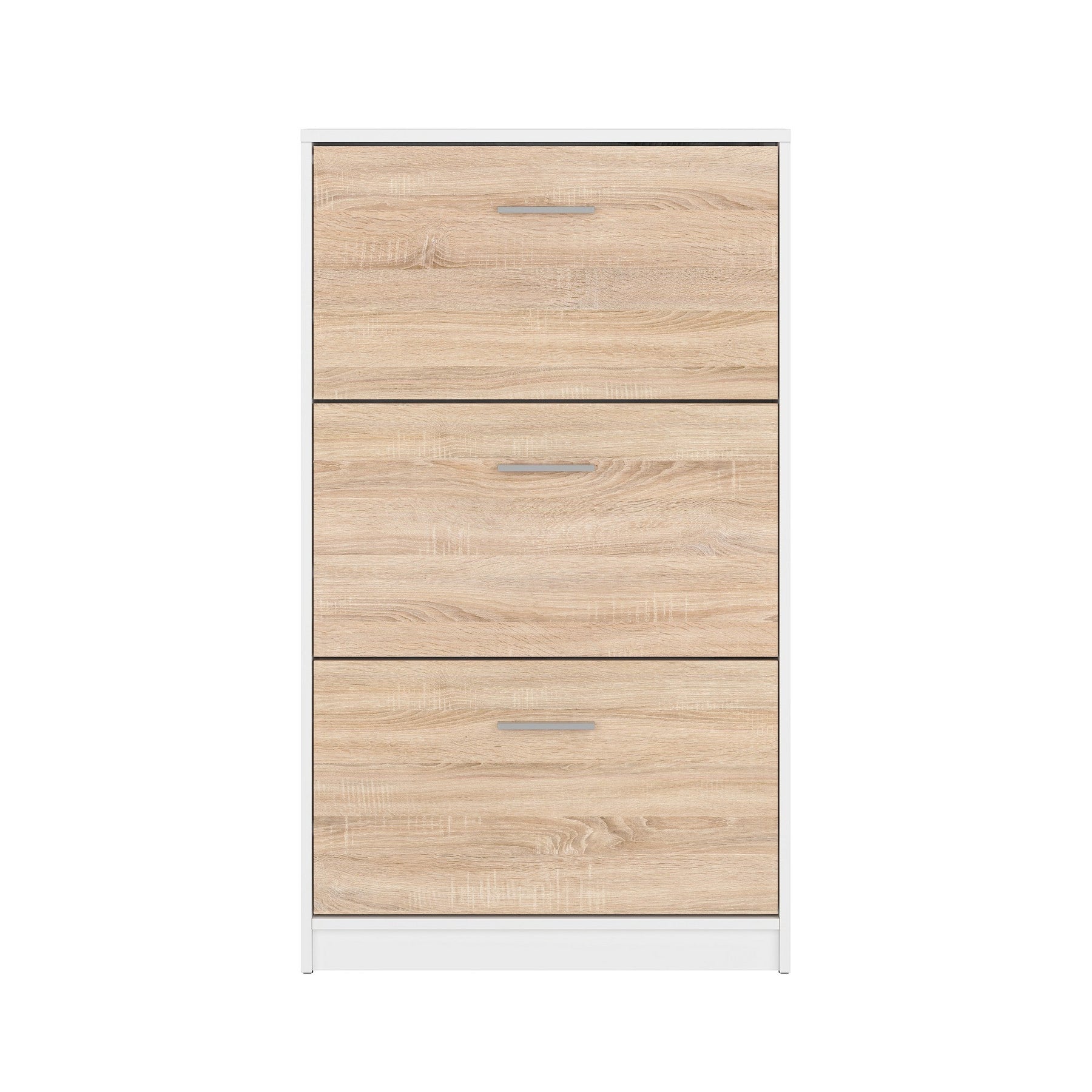 Dulap pantofi inalt cu alb-stejar sonoma NEPO PLUS, 70X17.5X120.5 CM