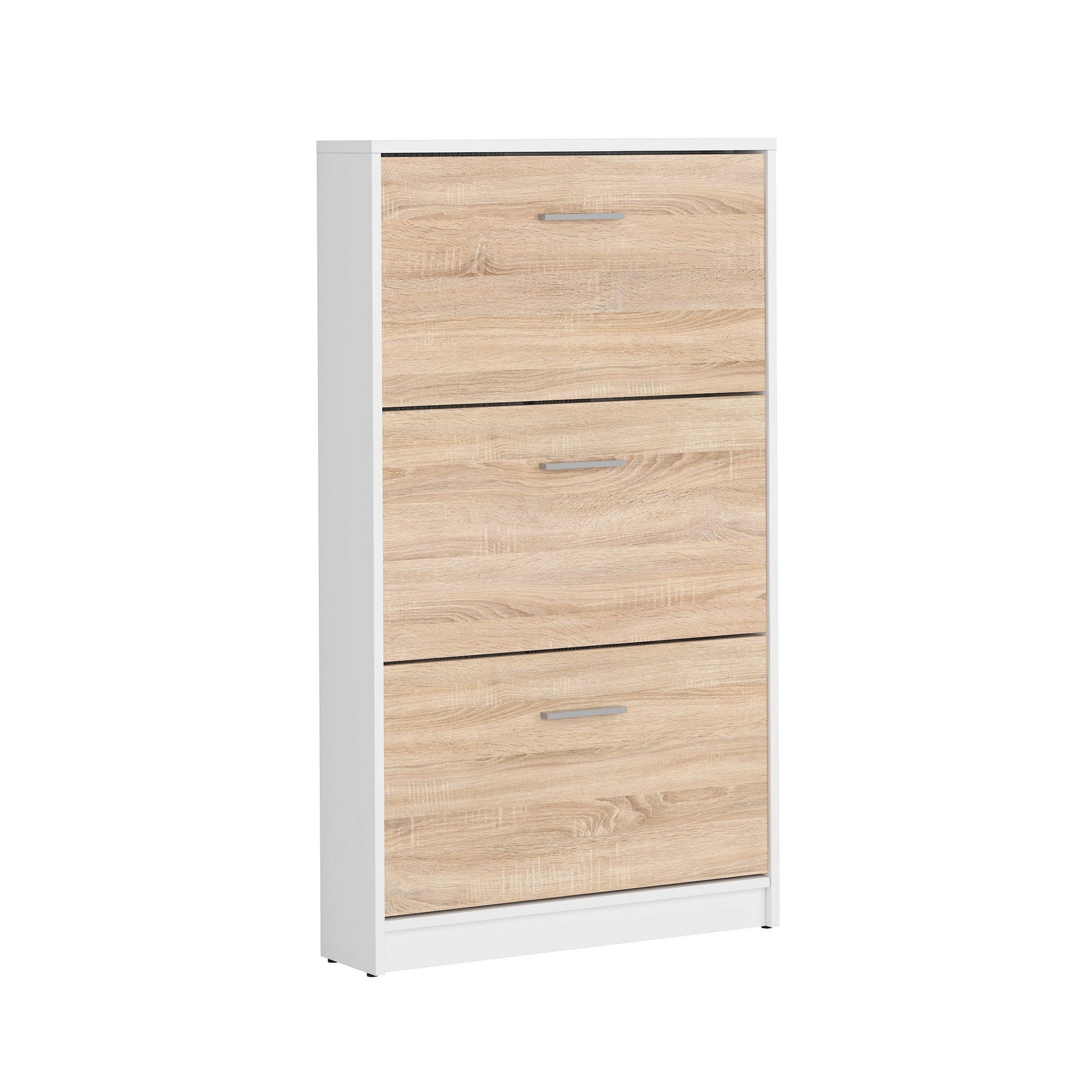 Dulap pantofi inalt cu alb-stejar sonoma NEPO PLUS, 70X17.5X120.5 CM