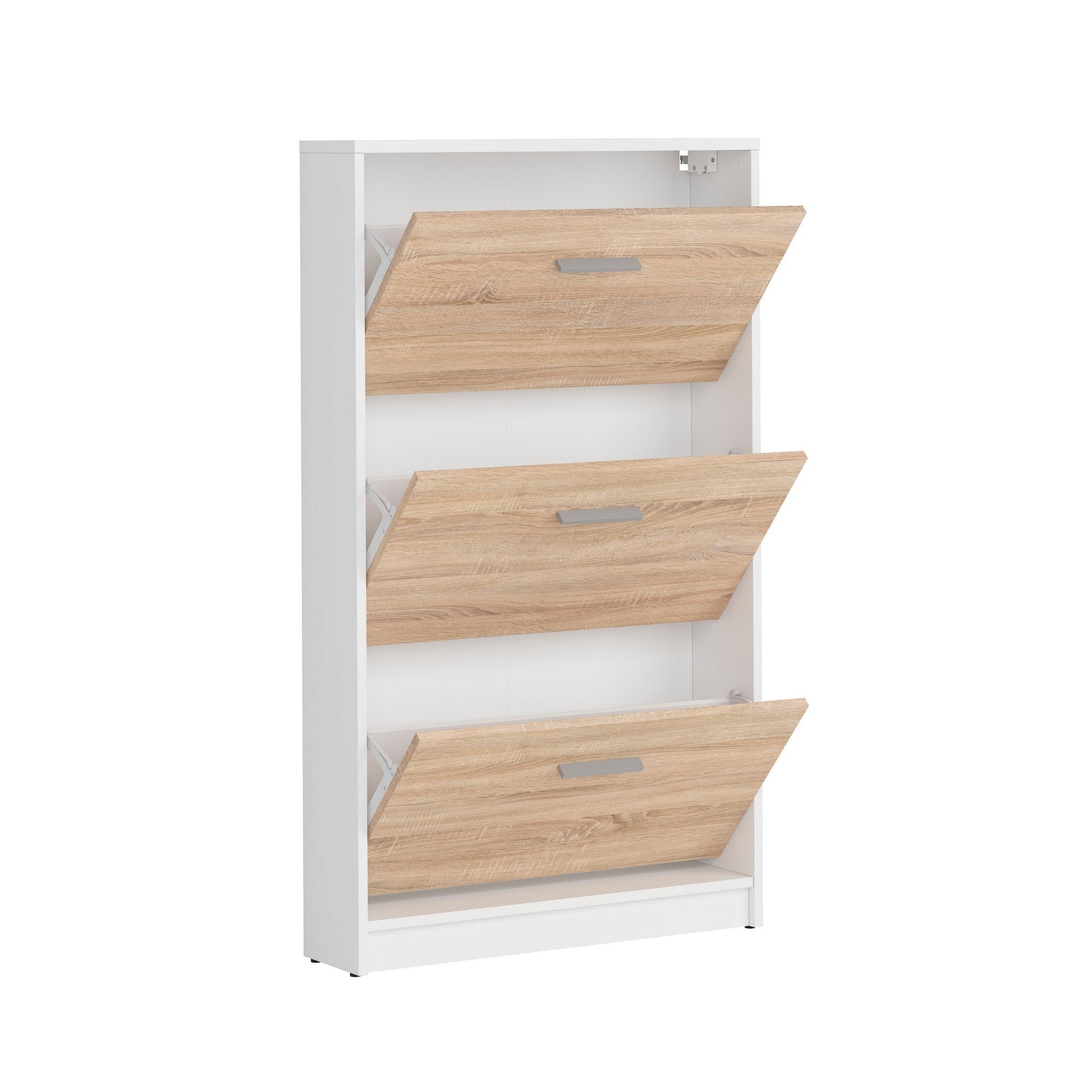 Dulap pantofi inalt cu alb-stejar sonoma NEPO PLUS, 70X17.5X120.5 CM