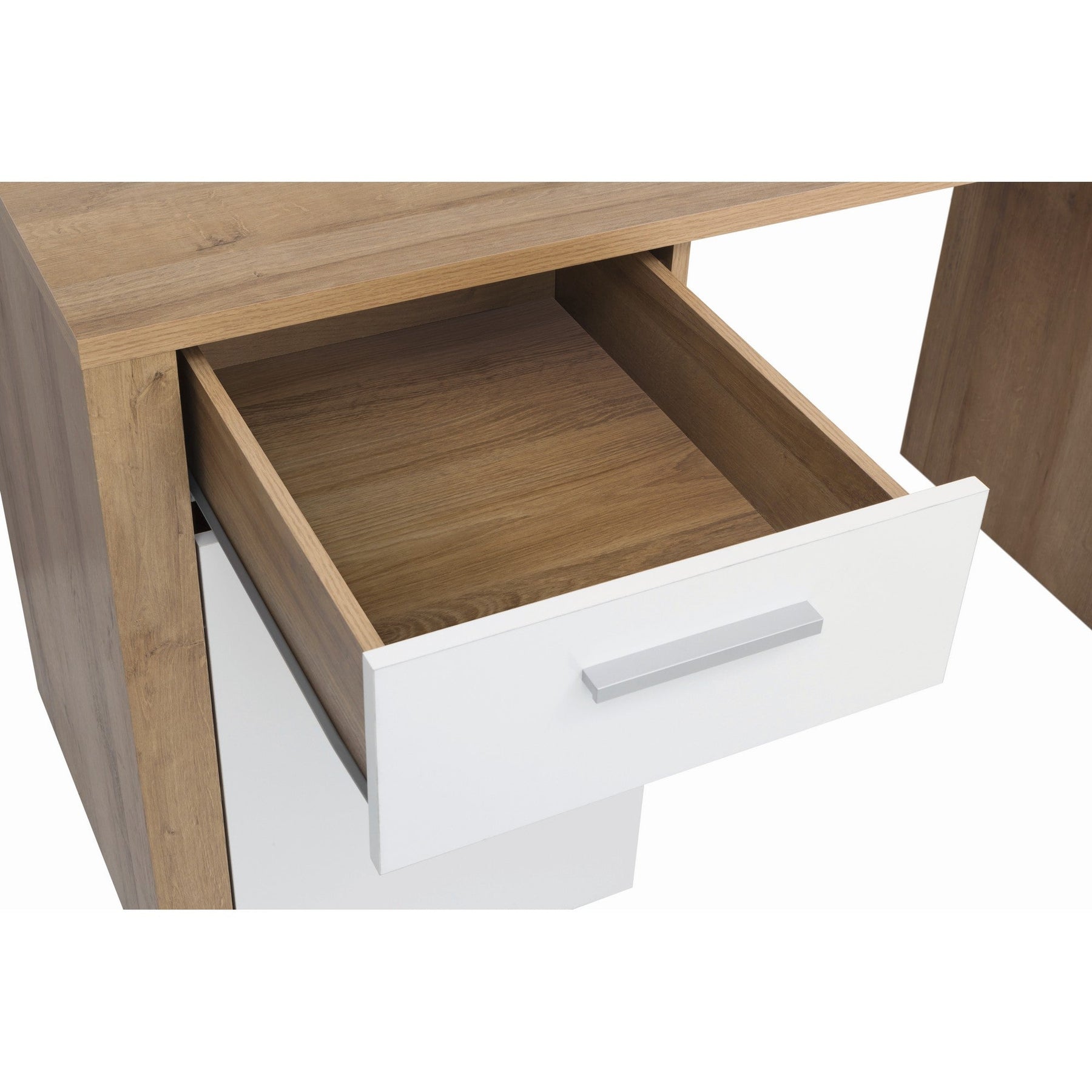 Birou calculator BALDER, alb lucios/stejar riviera, 120x56x70 cm