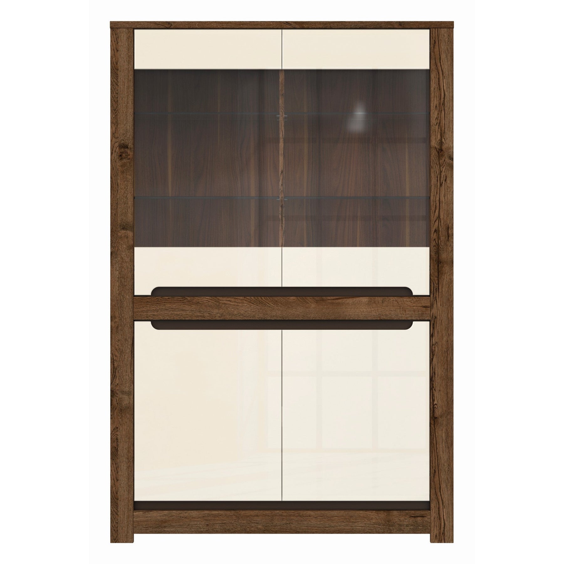 Vitrina living lucioasa cu vitrina Ruso, 104X158,5X45,5 CM