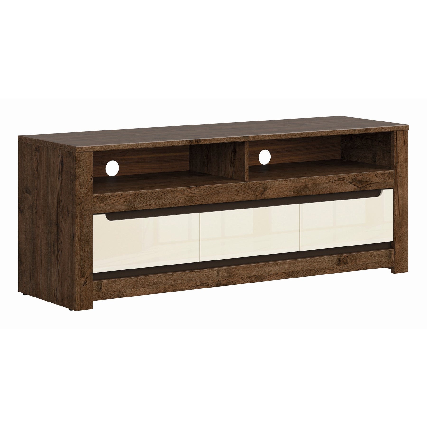 Comoda tv lucioasa cu 3 sertare Ruso, 149X59.5X45.5 CM