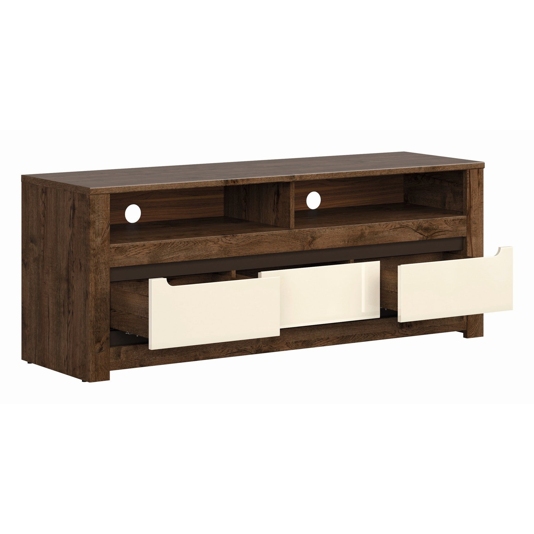 Comoda tv lucioasa cu 3 sertare Ruso, 149X59.5X45.5 CM