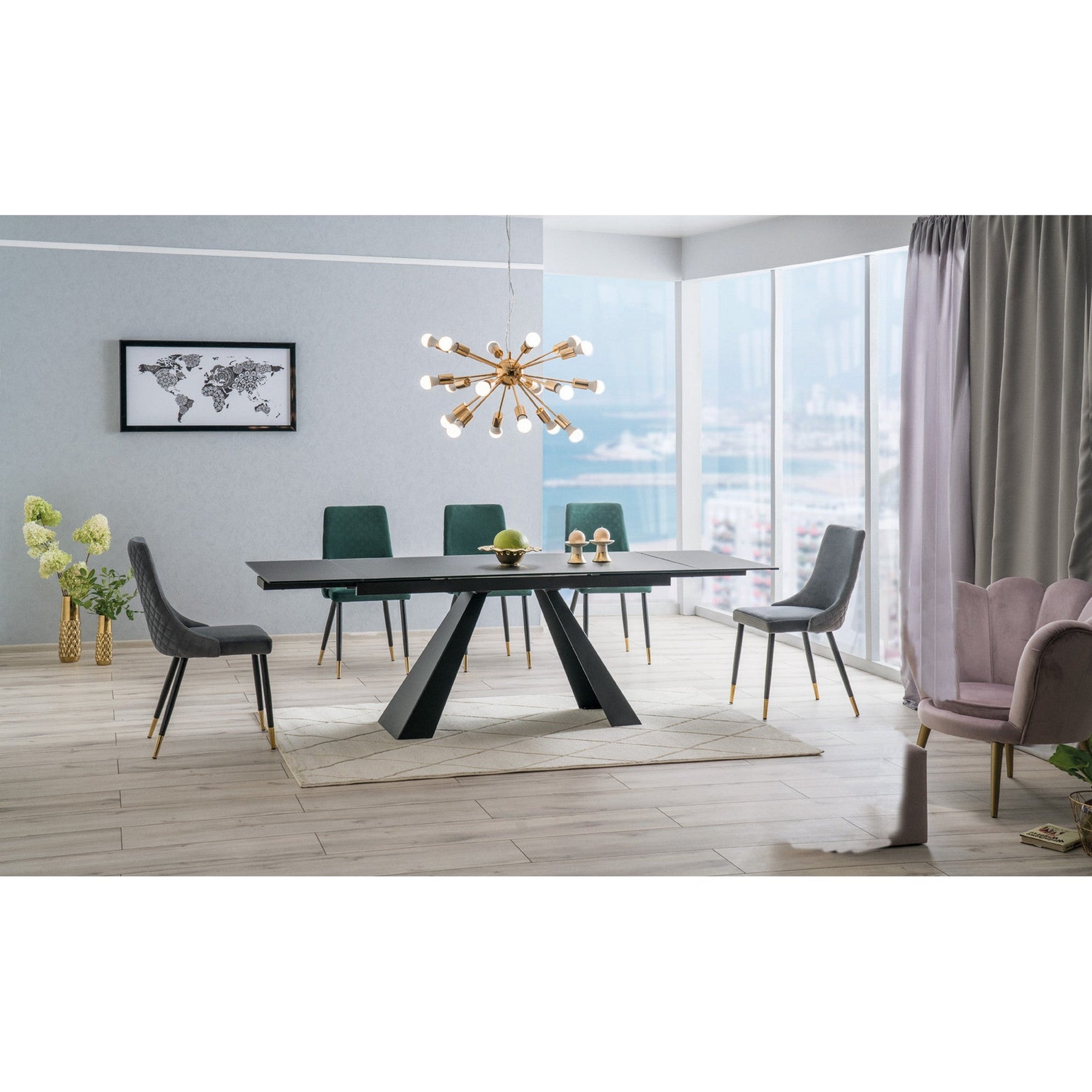 Masa SALVADORE negru mat, 160(240)x90