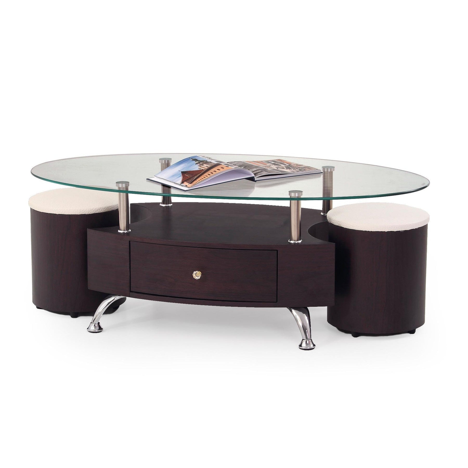 Masuta de cafea cu tabureti wenge STELLA, 120X65X44 CM