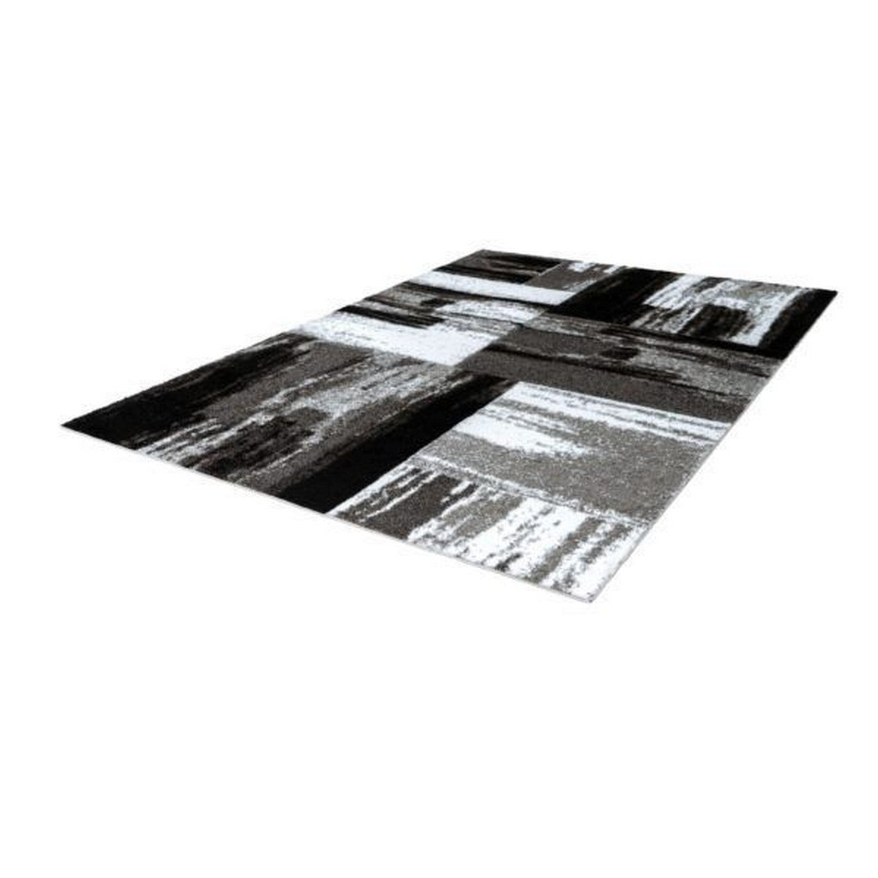 Covor SWING 100, 160x230 cm, forma dreptunghiulara, 100% polipropilena Heatset Frisee, gri/negru