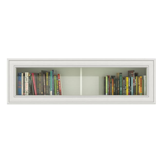 Vitrina suspendata Tiffany, alb-crem, 130x23,5x40 cm