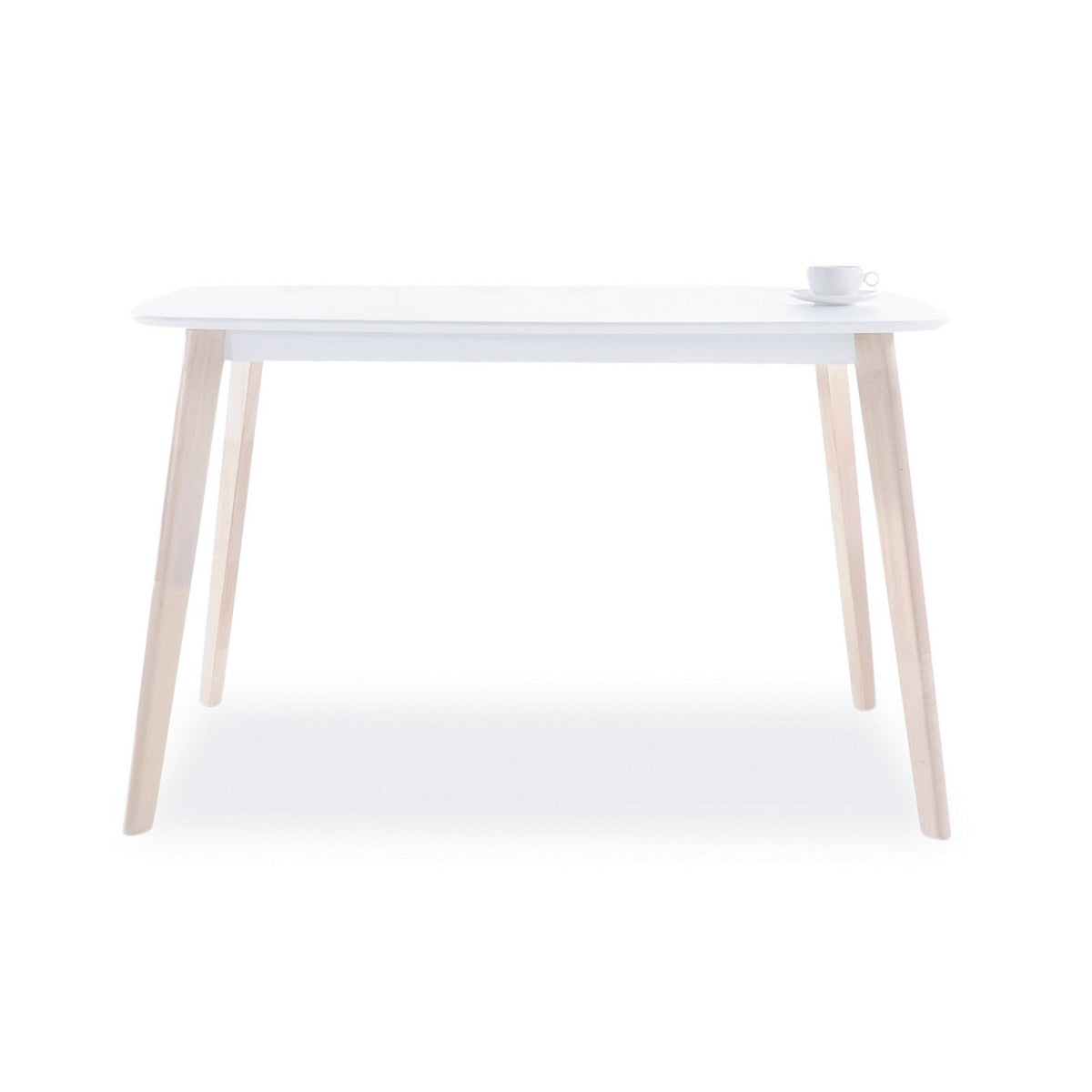 Masa clasica alba Tibi, stil scandinav, lemn 90X80X75