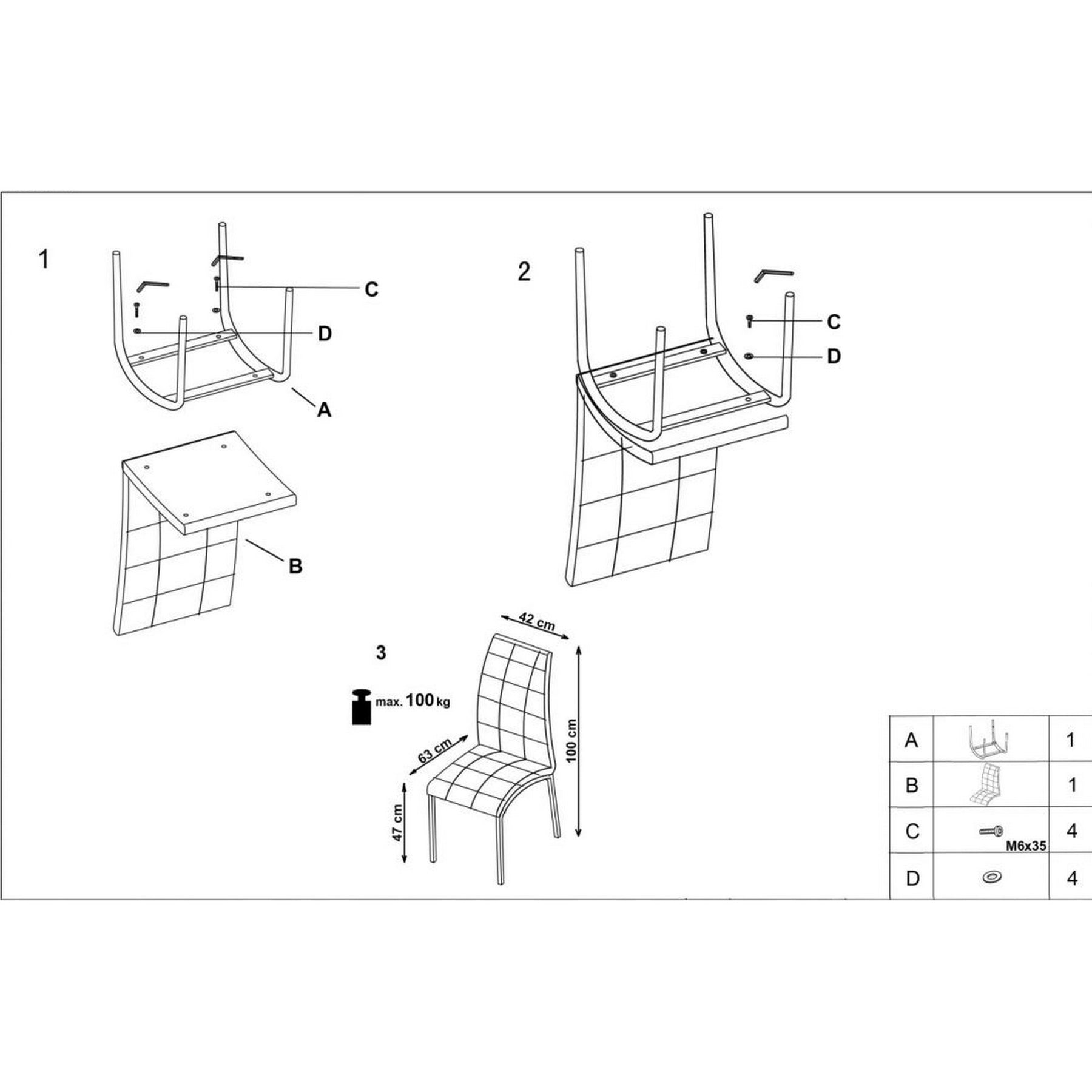 Scaun tapitat cu piele ecologica gri-alb K186, 42X63X100 CM