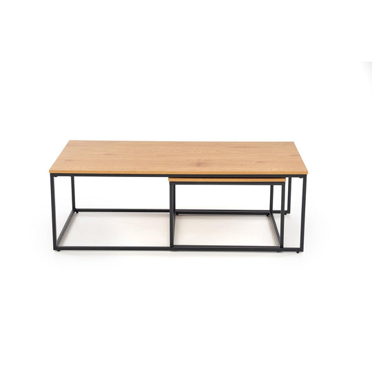Set 2 masute de cafea ALASKA stejar auriu/negru