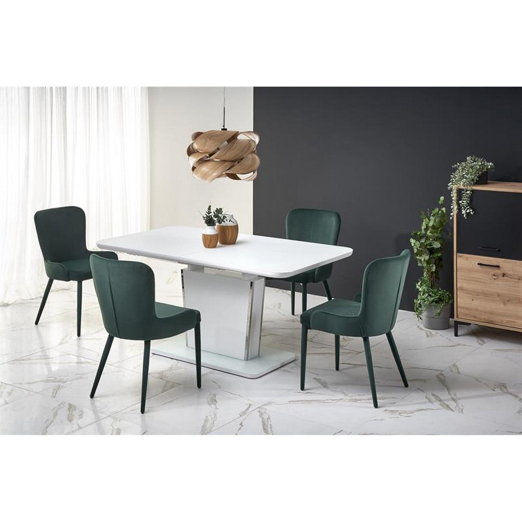 Masa living alba Bonari, 160-200 / 90/76 cm