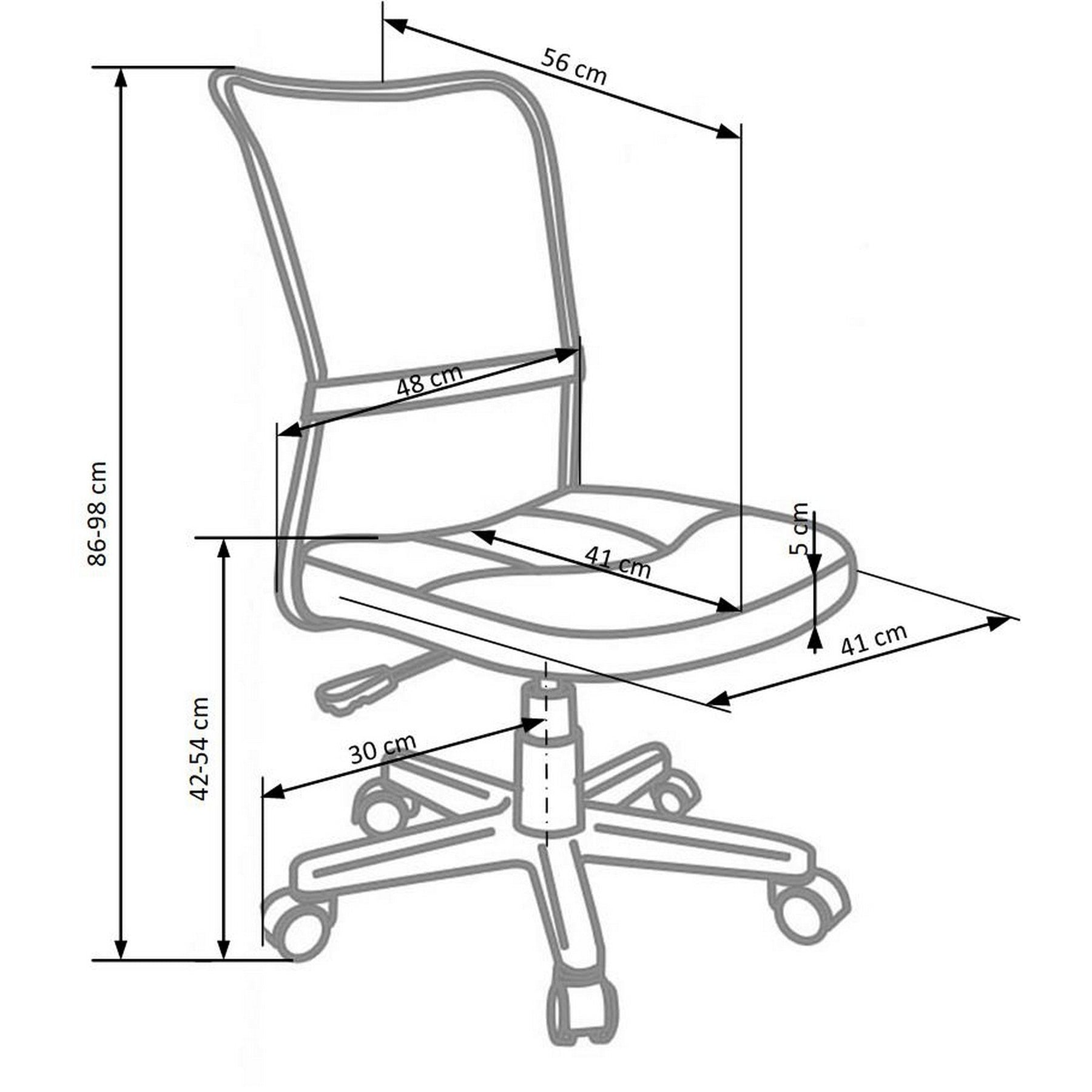 Scaun ergonomic coloana Dingo, gri/negru, 41x56x86/98 cm
