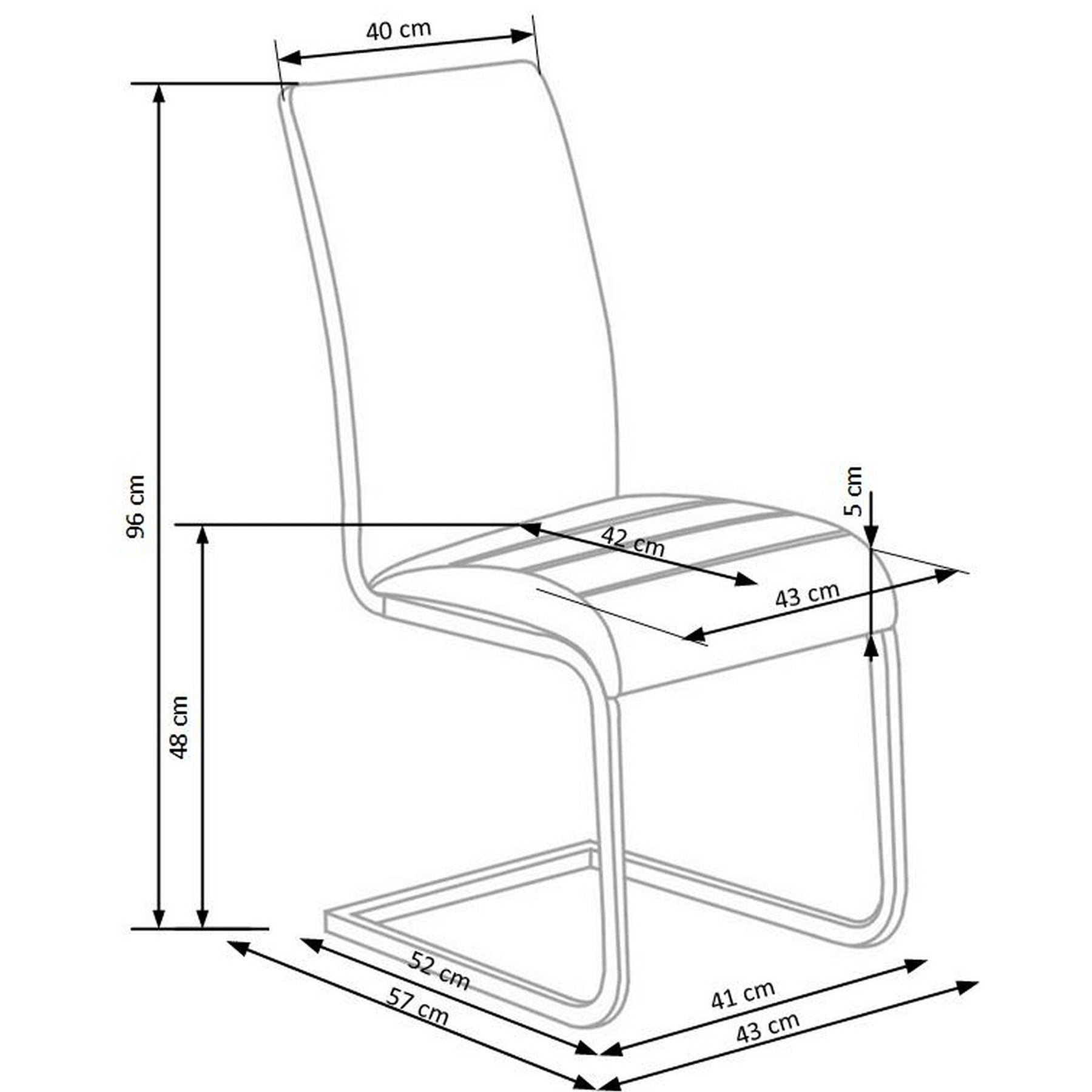Scaun tapitat cu piele ecologica alba K108, 44X48X96 CM