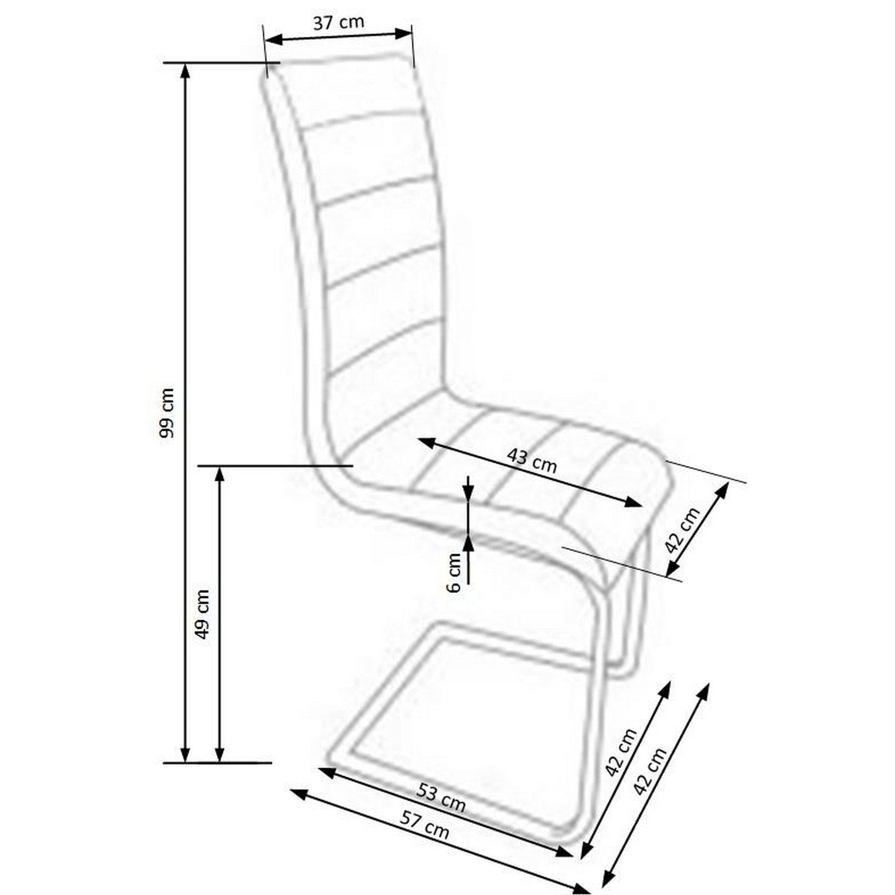 Scaun tapitat cu piele ecologica K132, 42X57X99 CM