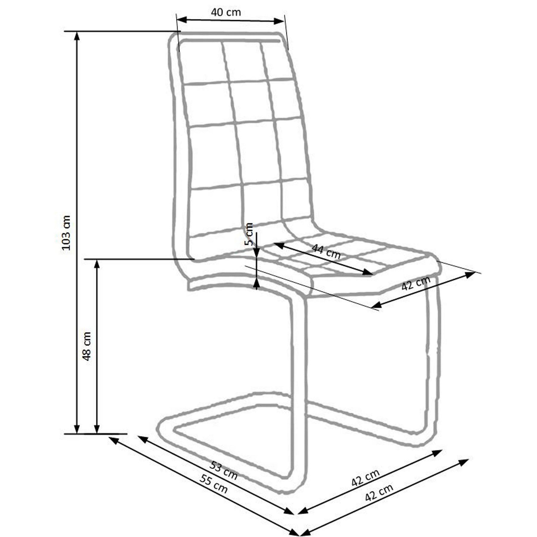 Scaun tapitat cu piele ecologica alba K147, 42X55X101 CM