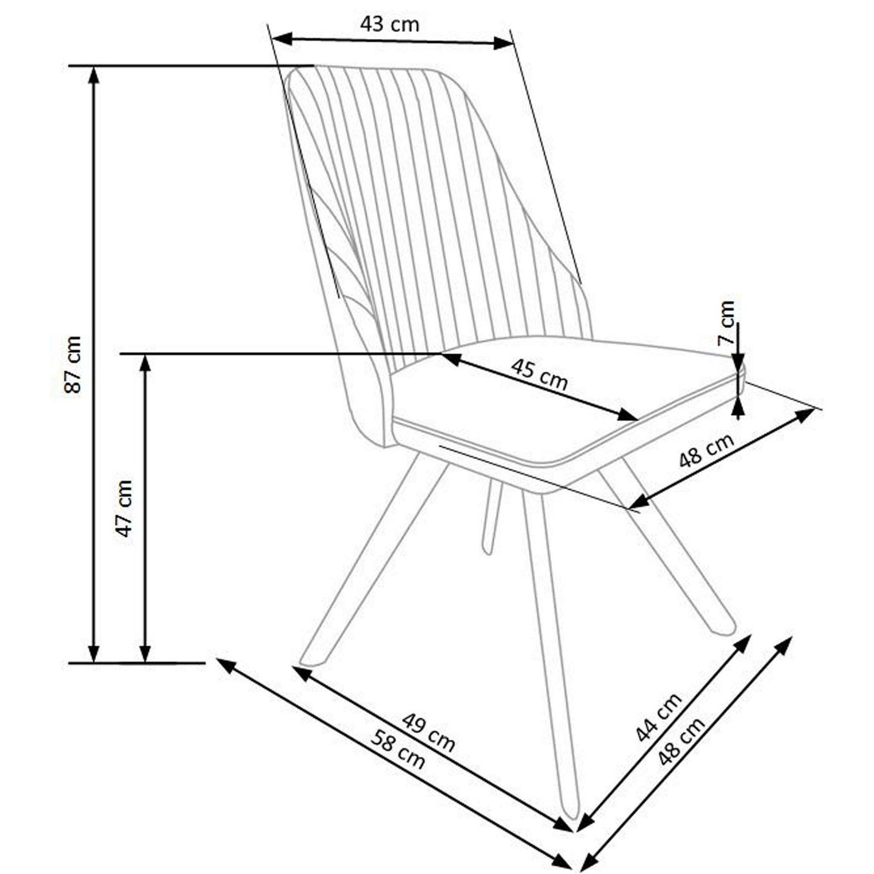 Scaun tapitat cu piele ecologica alba K206, 53X48X87 CM