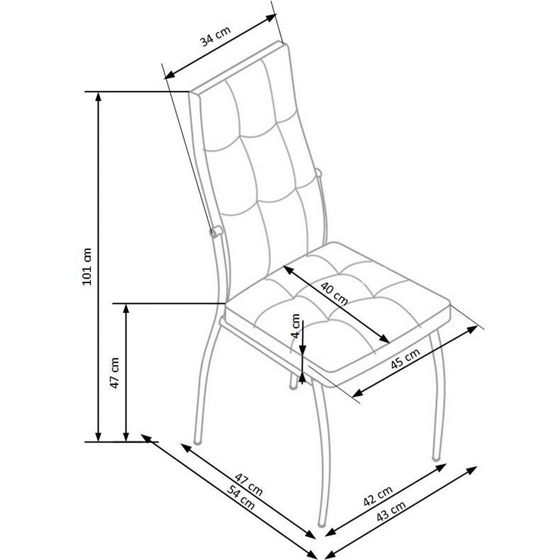 Scaun tapitat cu piele ecologica bej K209, 42X42X100 CM