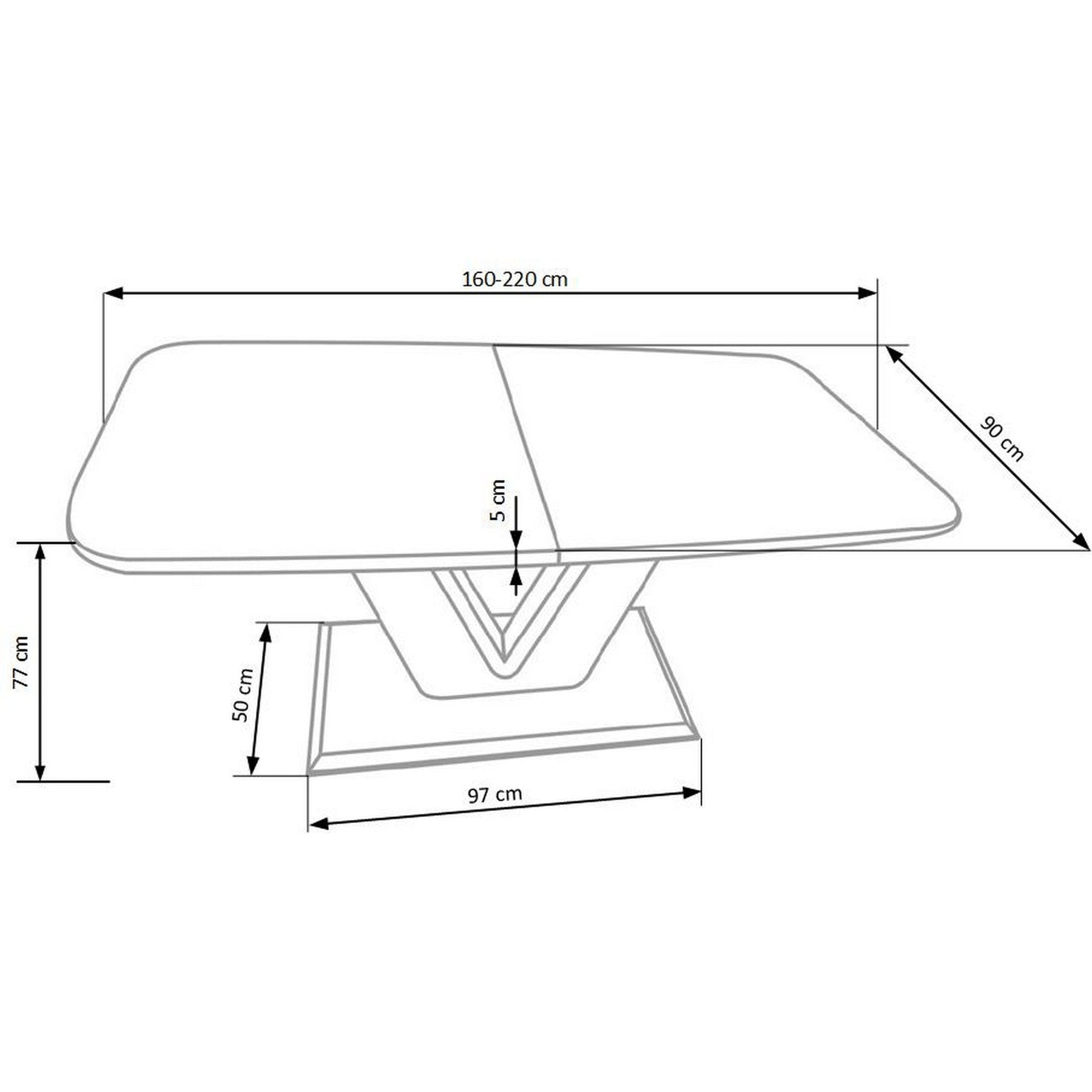 Mese sufragerie albe Mistral, 160/220X90X77 CM