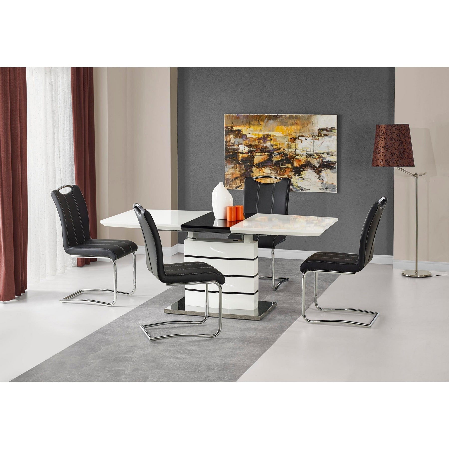 Masa eleganta alba Nord, 140/180X80X76 CM