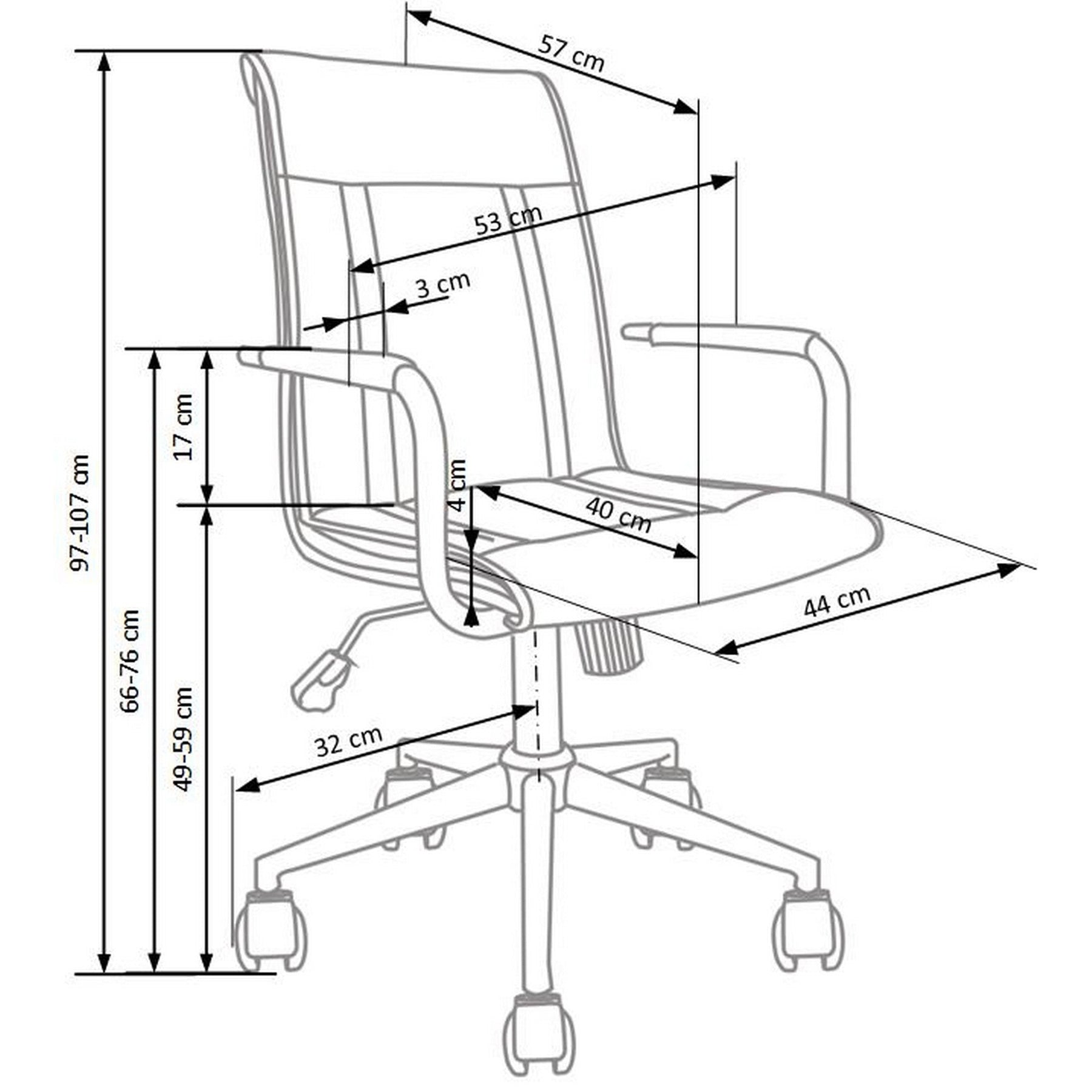 Scaun de birou ergonomic imitatie piele Porto 2, 44X46X97/107 CM
