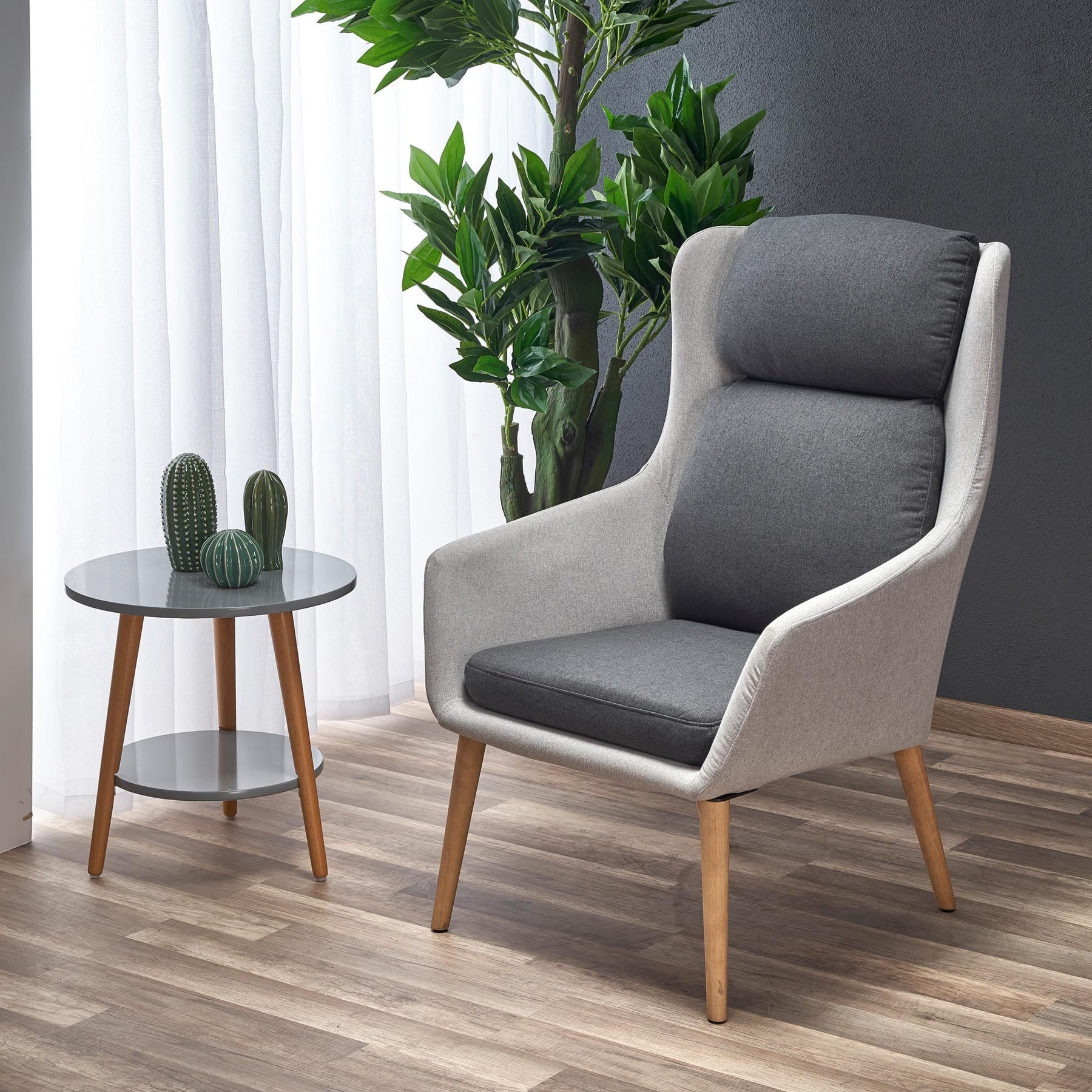 Scaun design scandinav Purio, gri, 67x75x103 cm