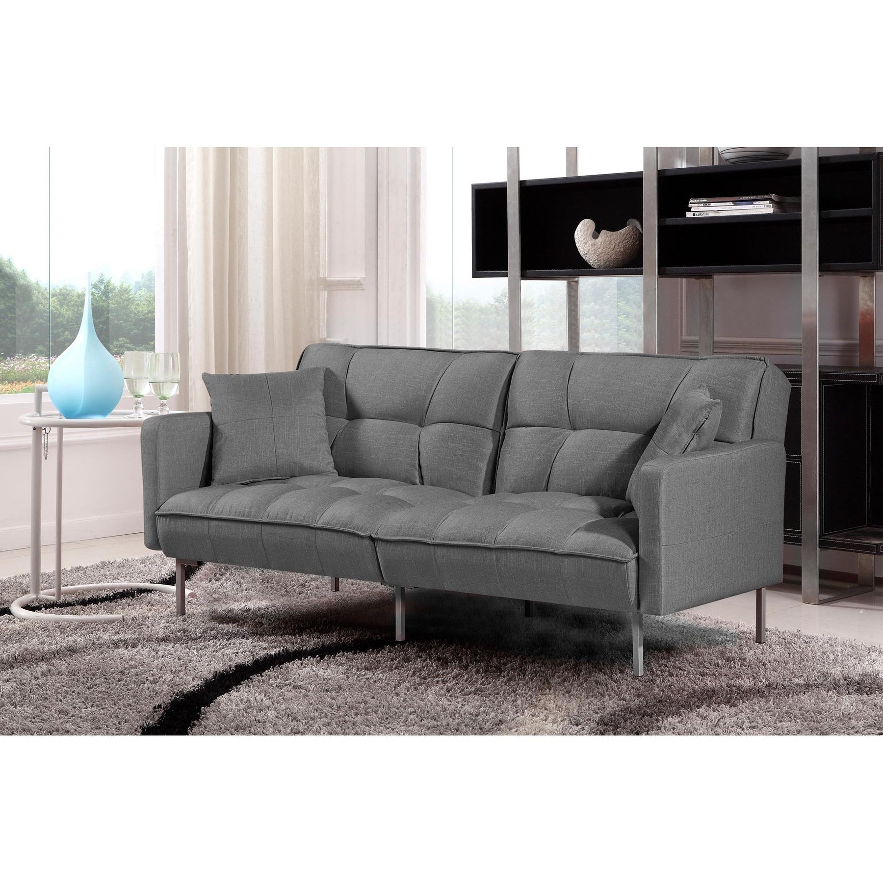 Canapea extensibila ROBERTO, gri albastru, 193x85/108x86/58 cm