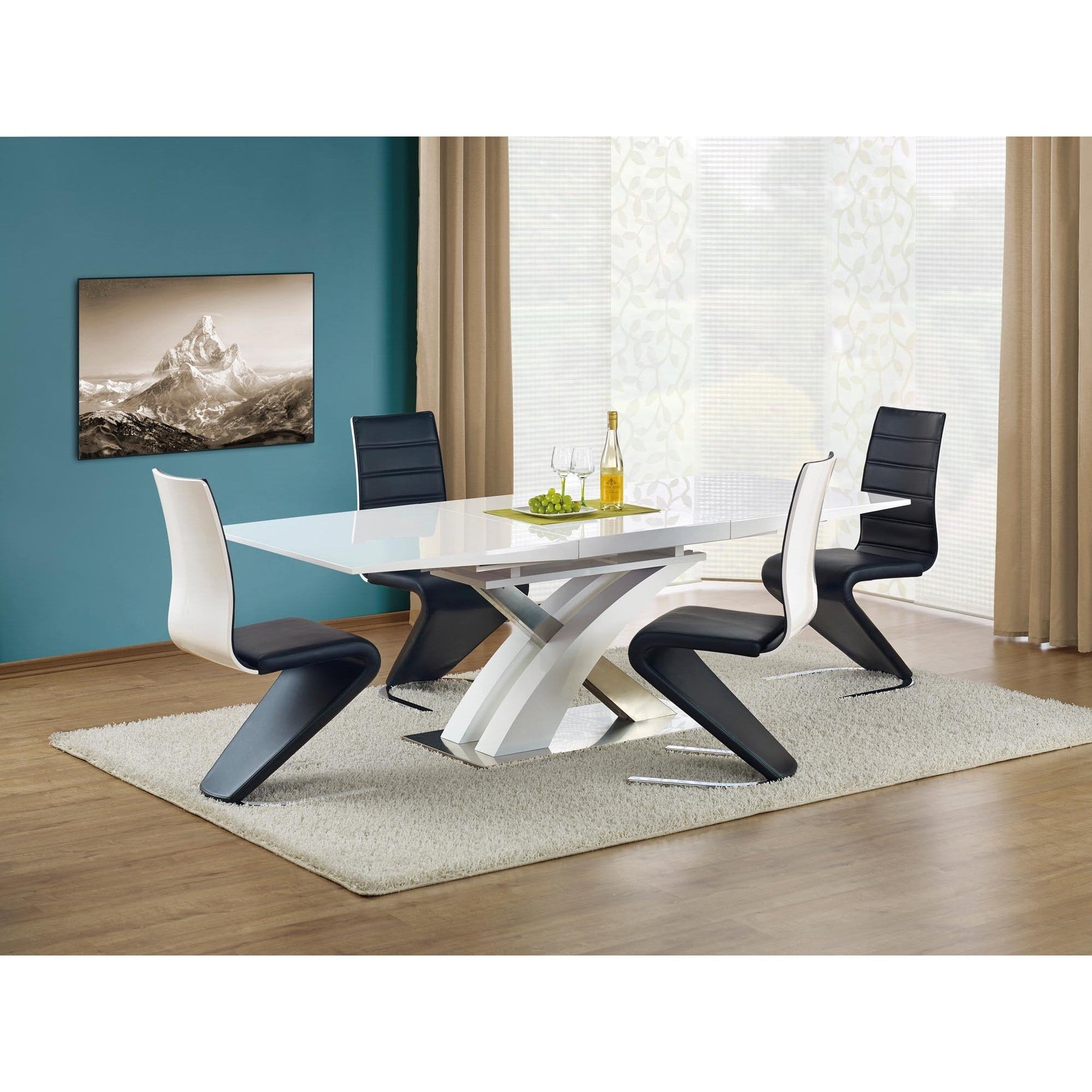 Masa extensibila alb lucios Sandor, 160/220X90X77 cm