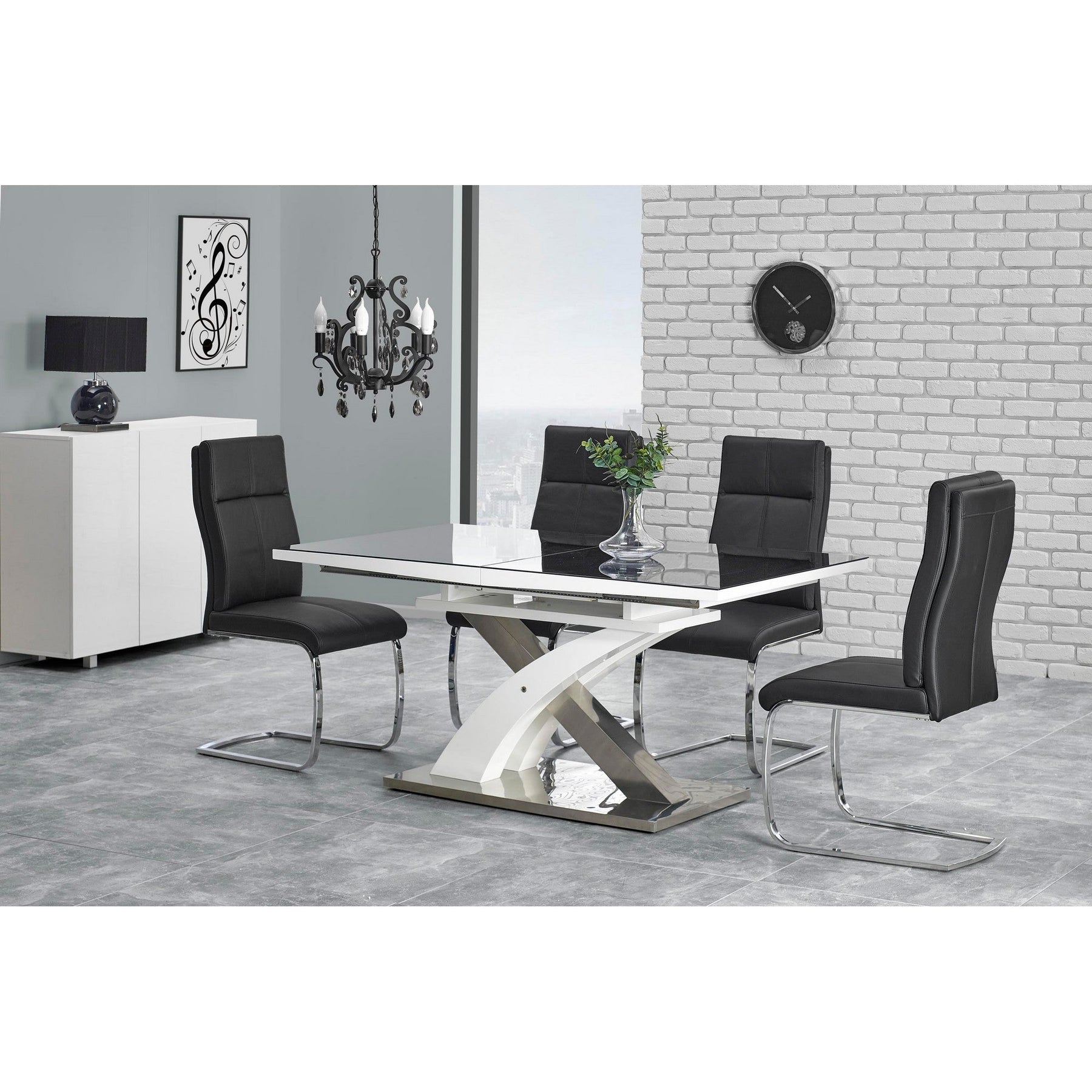 Masa living neagra Sandor, 160/220X90X78 CM