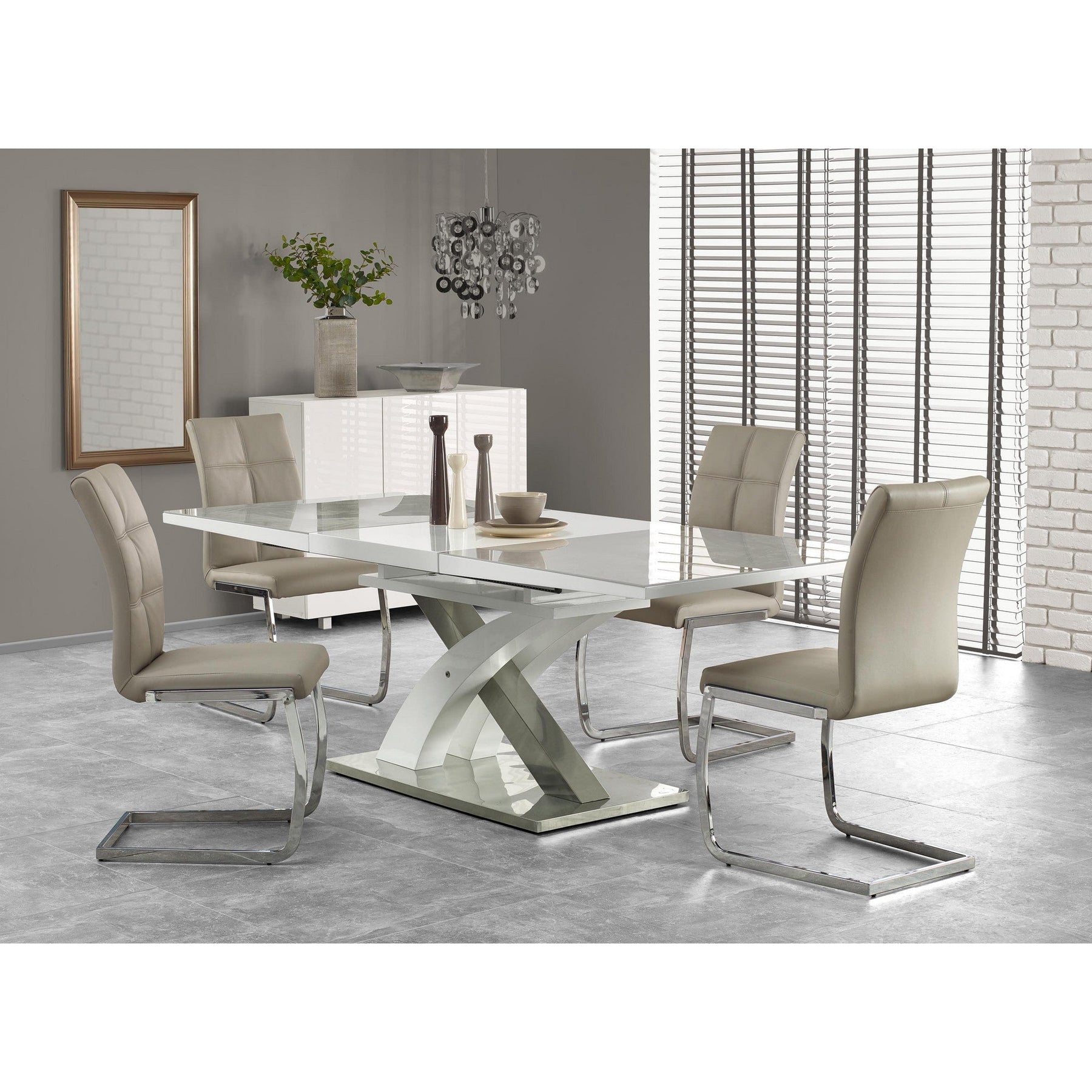 Masa moderna dining Sandor 2, gri/alb, 160/220X90X78 CM
