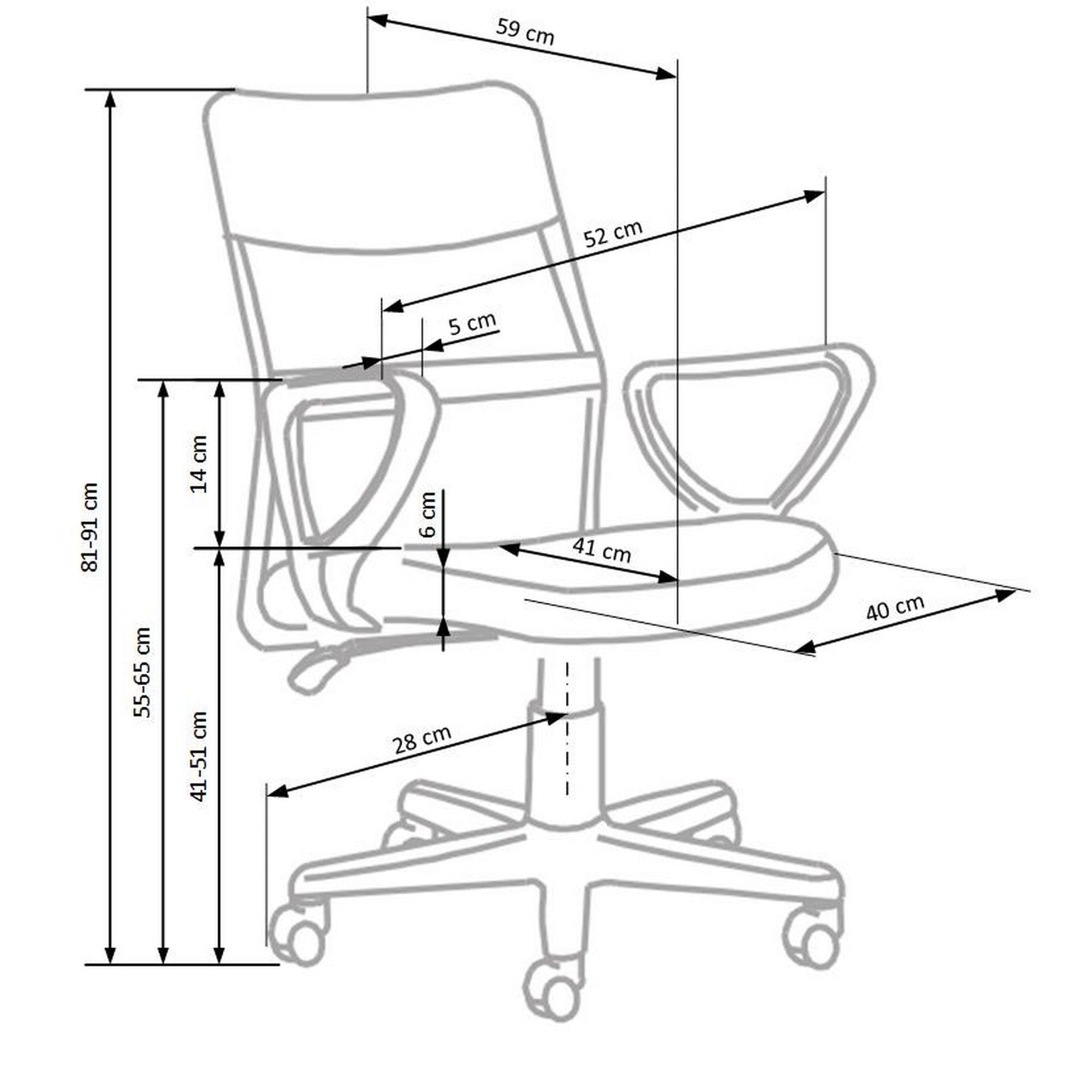 Scaun cu spatar plastic gri inchis Timmy, 52X59X81/91 CM