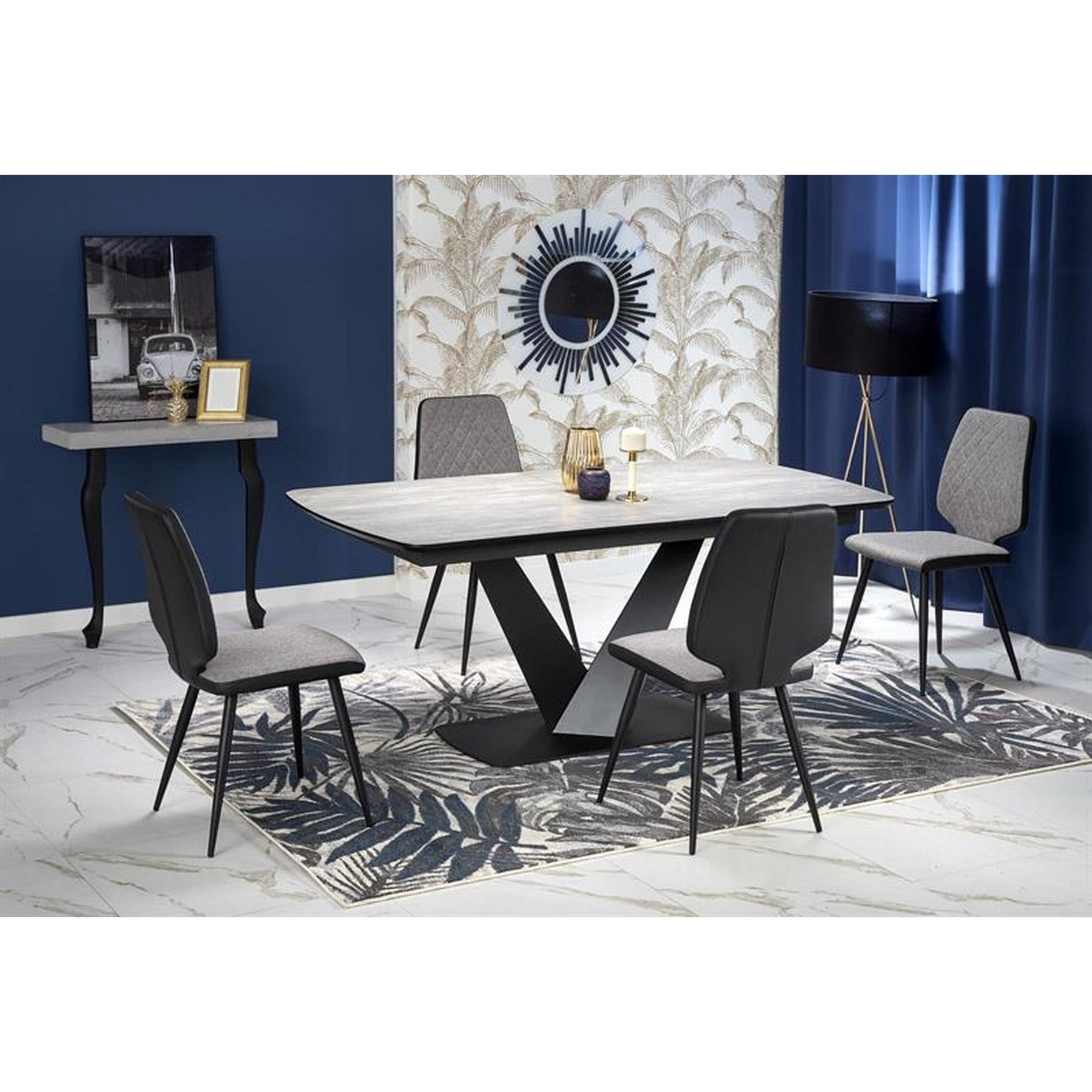 Masa extensibila gri inchis/negru Vinston 180-230 / 95/76 cm