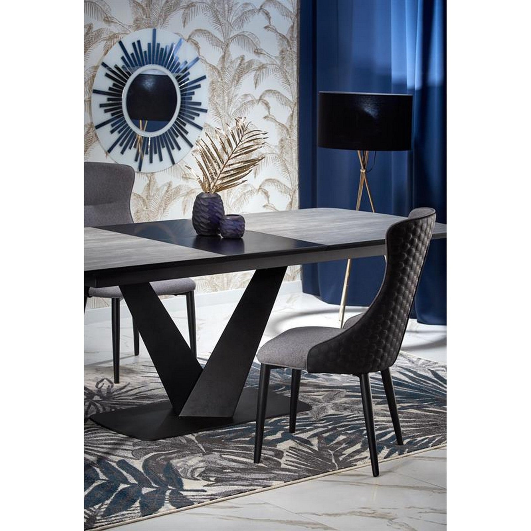 Masa extensibila gri inchis/negru Vinston 180-230 / 95/76 cm