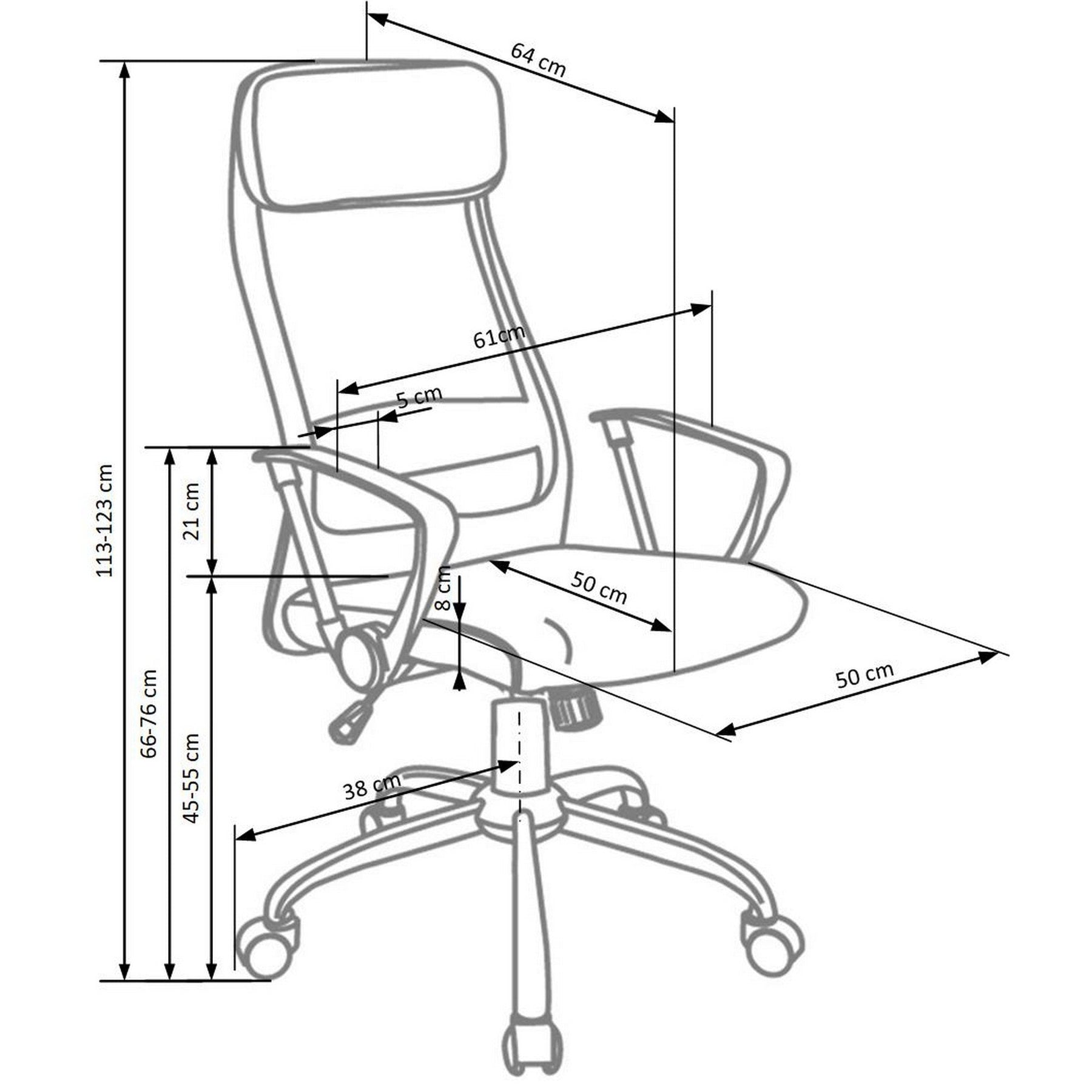 Scaun ergonomic multifunctional ZOOM, 61X64X113/123 CM