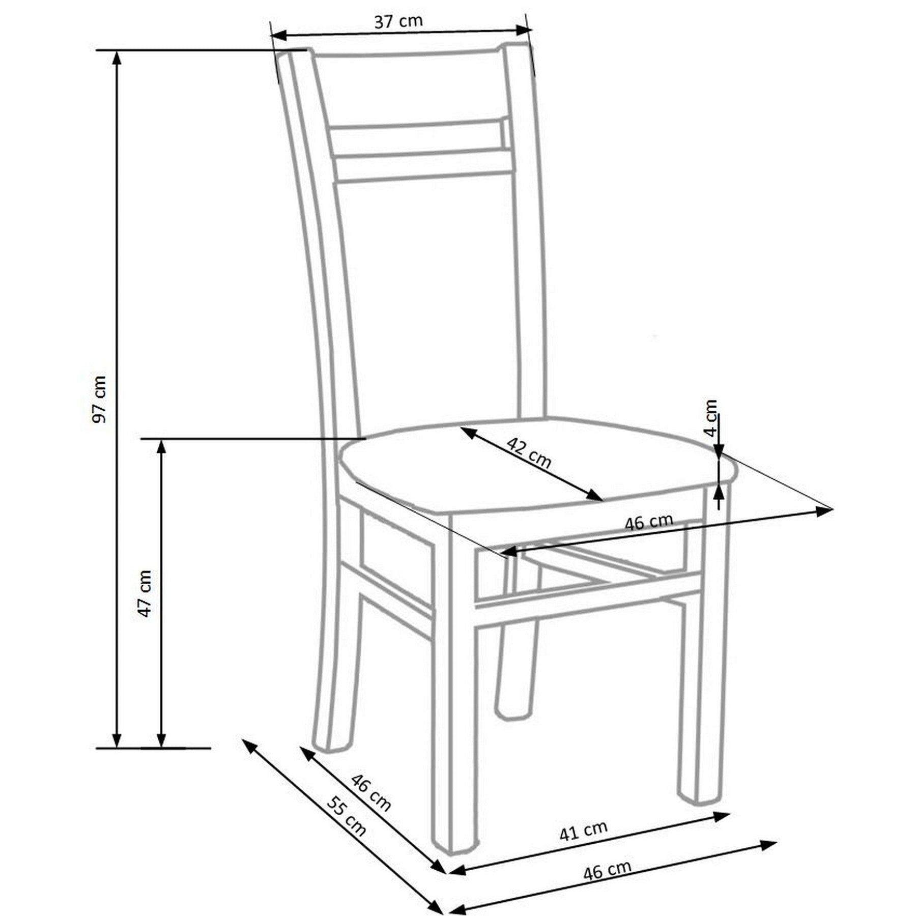 Scaun GERARD 2, alb/gri, 46X55X97 CM